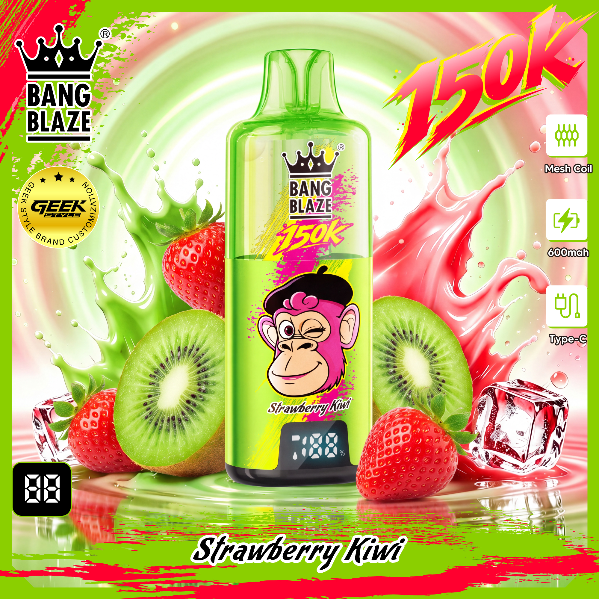 BANG BLAZE 150K｜最大150,000パフ・クリアタンク＆デジタル画面搭載の充電式使い捨てVAPE