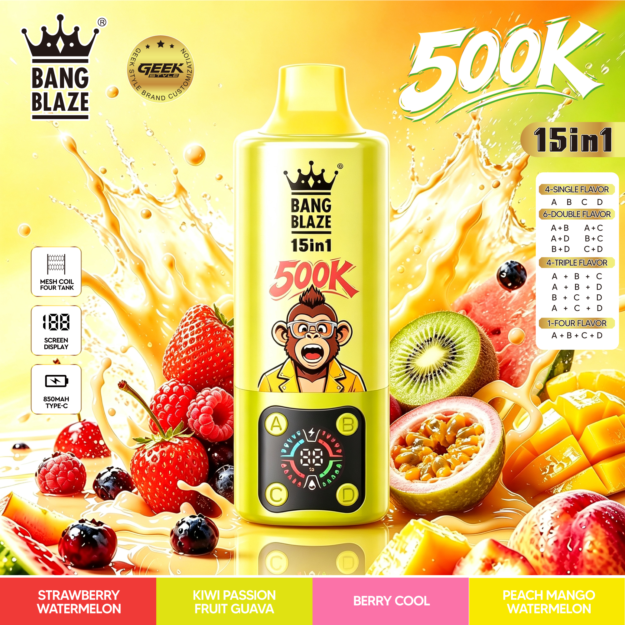 BANG BLAZE 500K 15-in-1｜超大容量・15種類のフレーバー切替