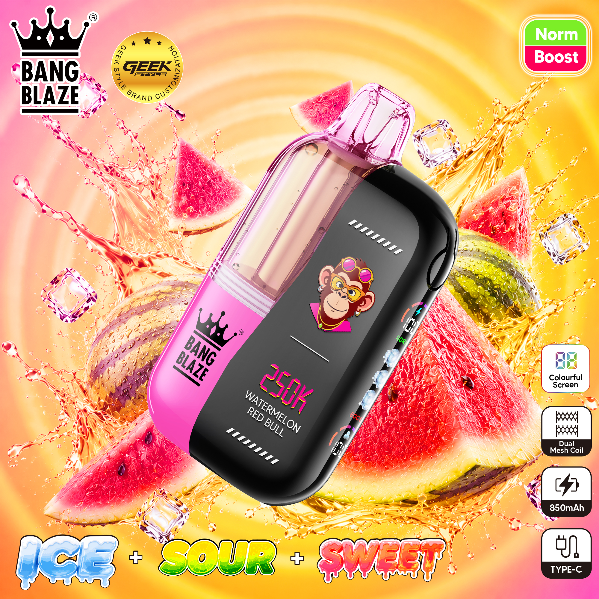 Bang Blaze 250K 使い捨て電子タバコ｜23mlデュアルチャンバー・清涼感／酸味／甘味調整機能搭載