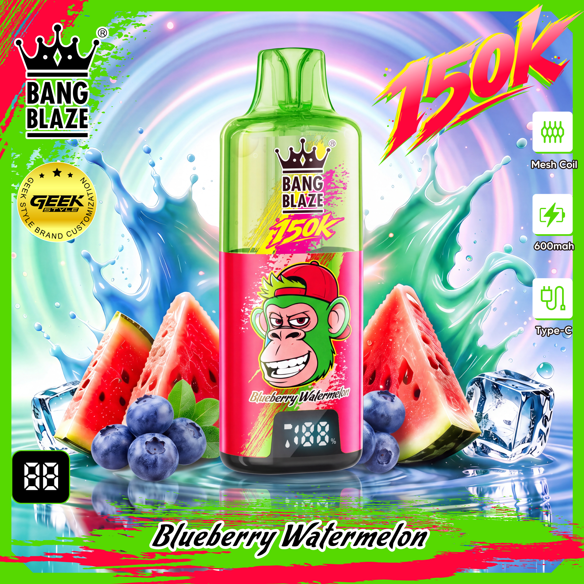 BANG BLAZE 150K｜最大150,000パフ・クリアタンク＆デジタル画面搭載の充電式使い捨てVAPE