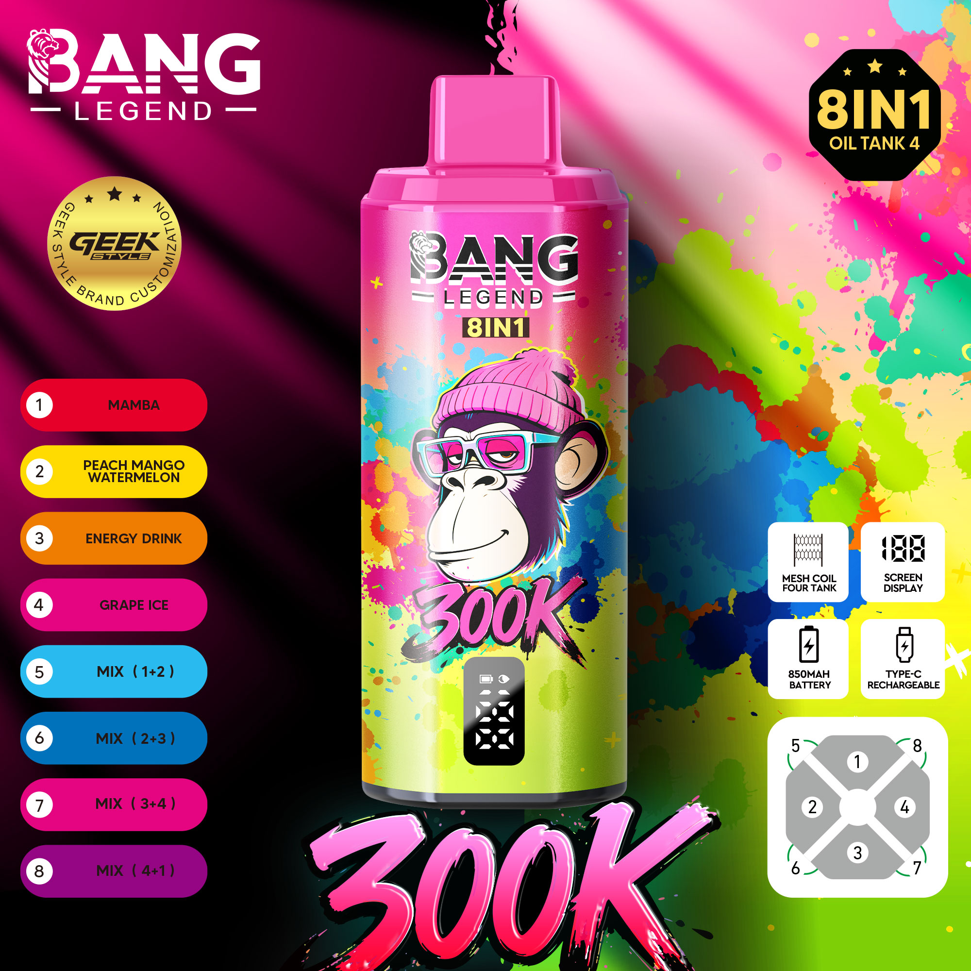 BANG LEGEND GEEK 300K 8in1