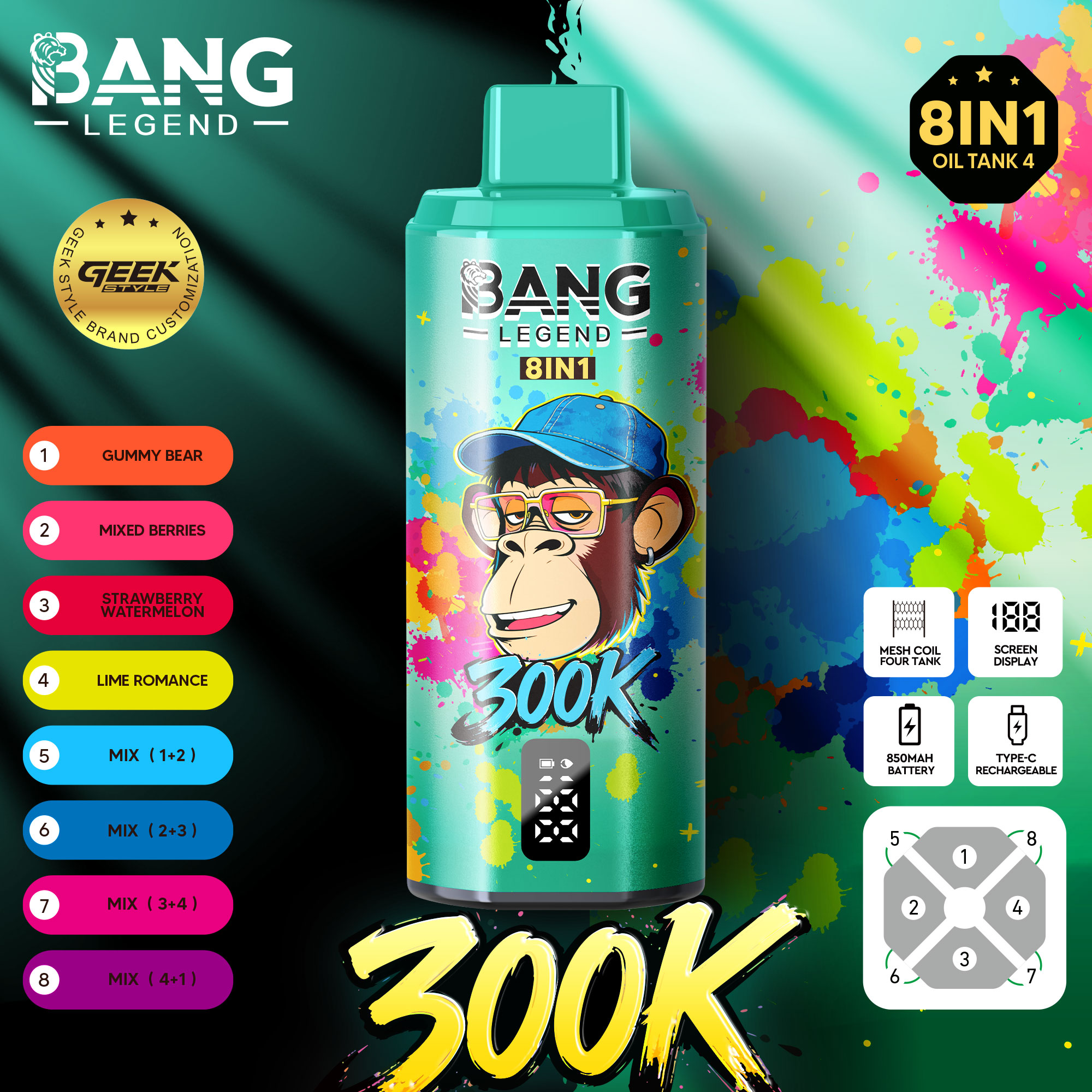 BANG LEGEND GEEK 300K 8in1