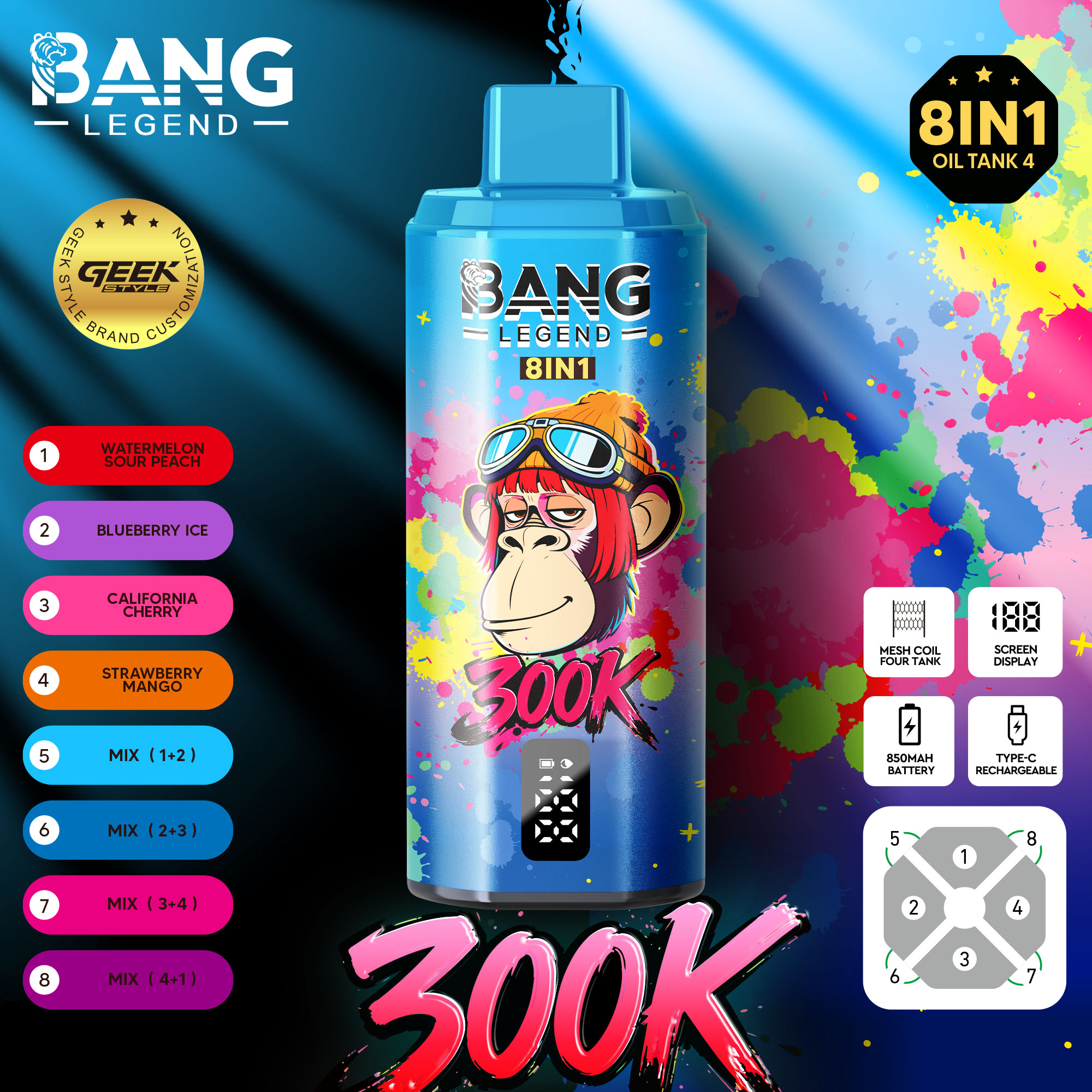 BANG LEGEND GEEK 300K 8in1