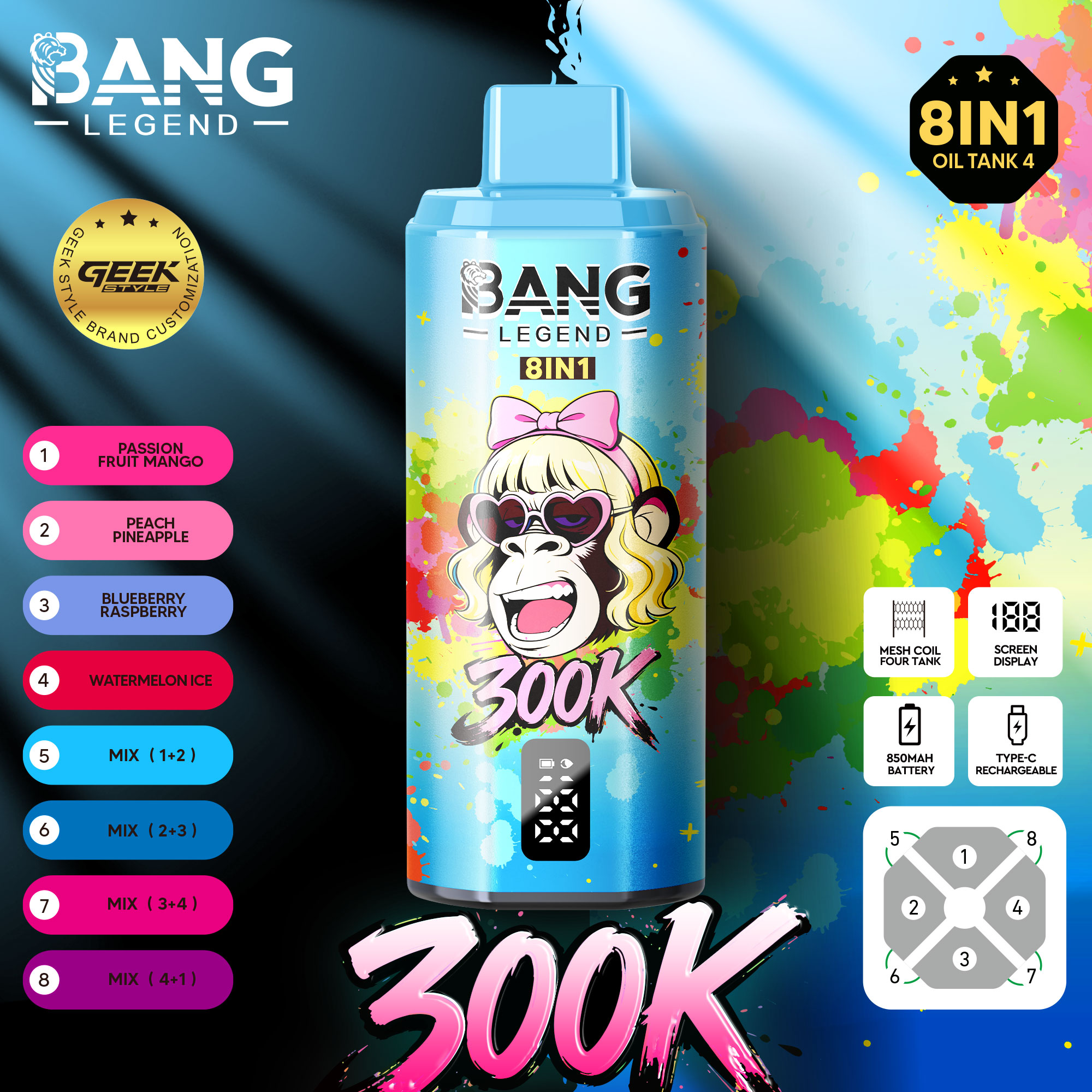 BANG LEGEND GEEK 300K 8in1