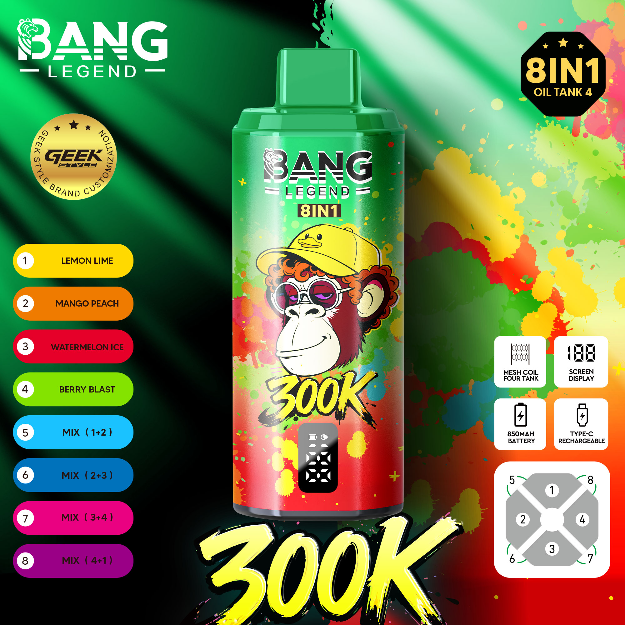 BANG LEGEND GEEK 300K 8in1