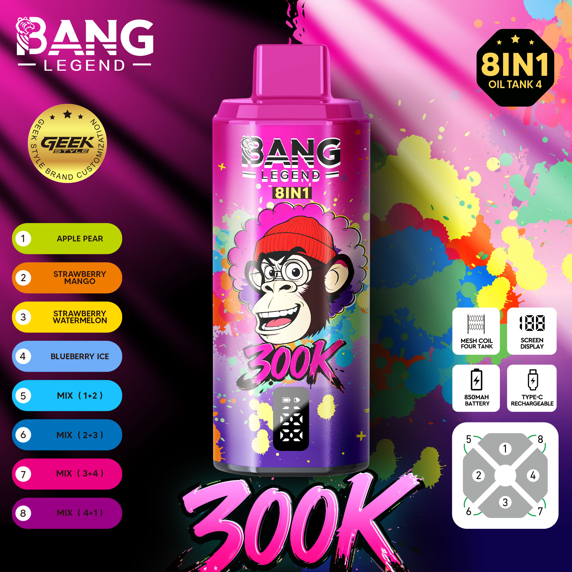 BANG LEGEND GEEK 300K 8in1