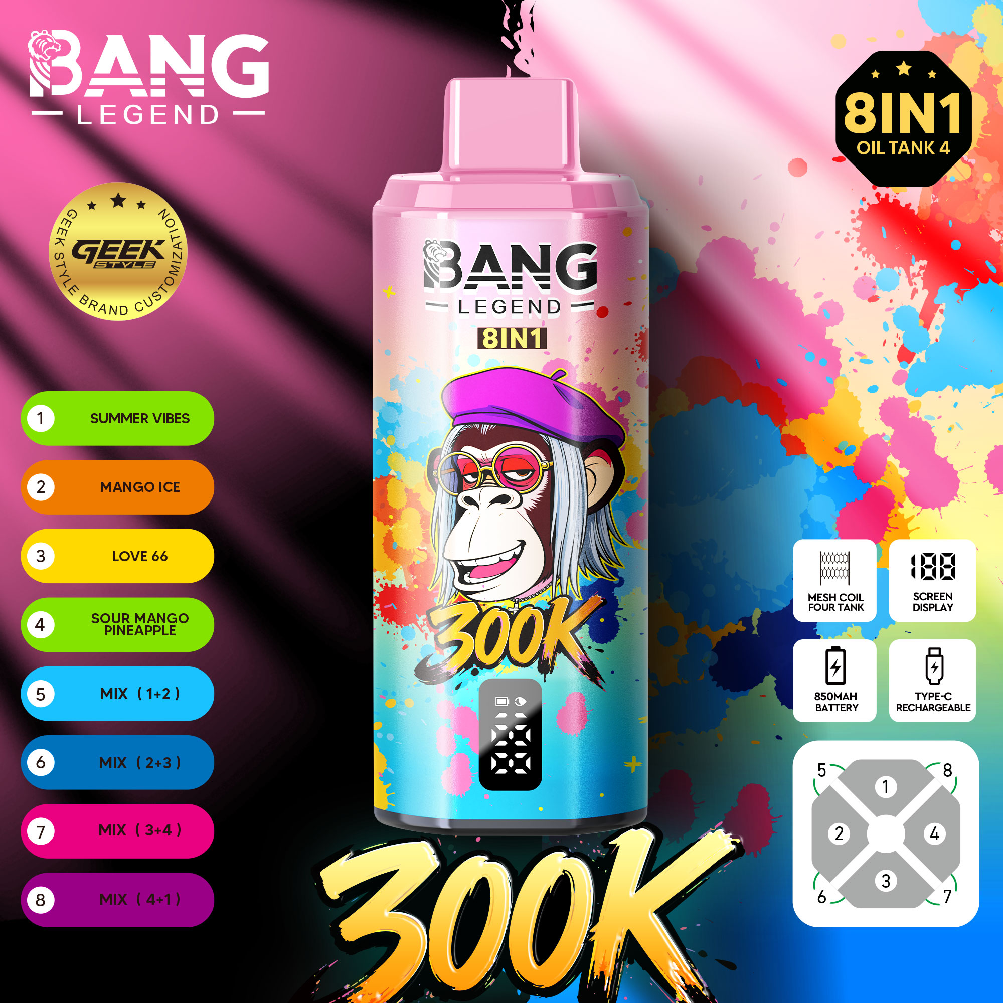 BANG LEGEND GEEK 300K 8in1