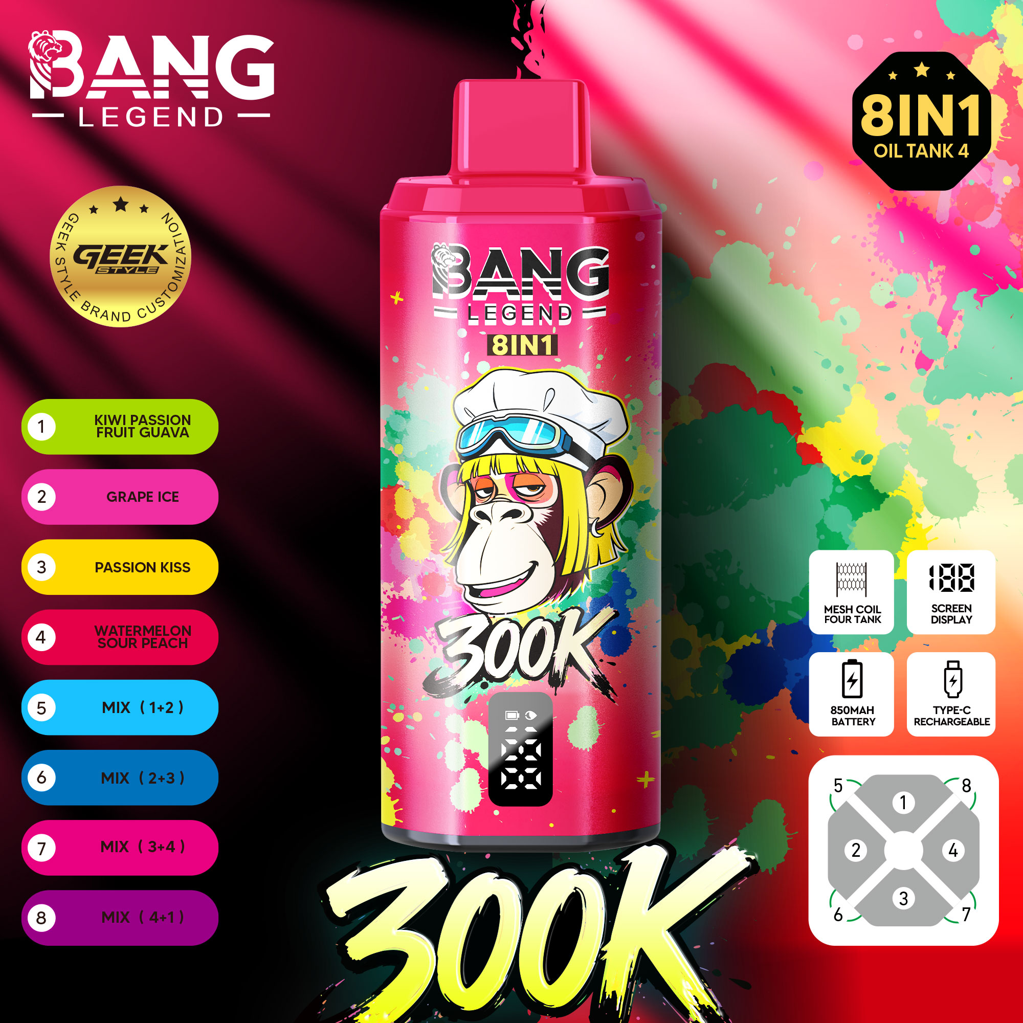 BANG LEGEND GEEK 300K 8in1