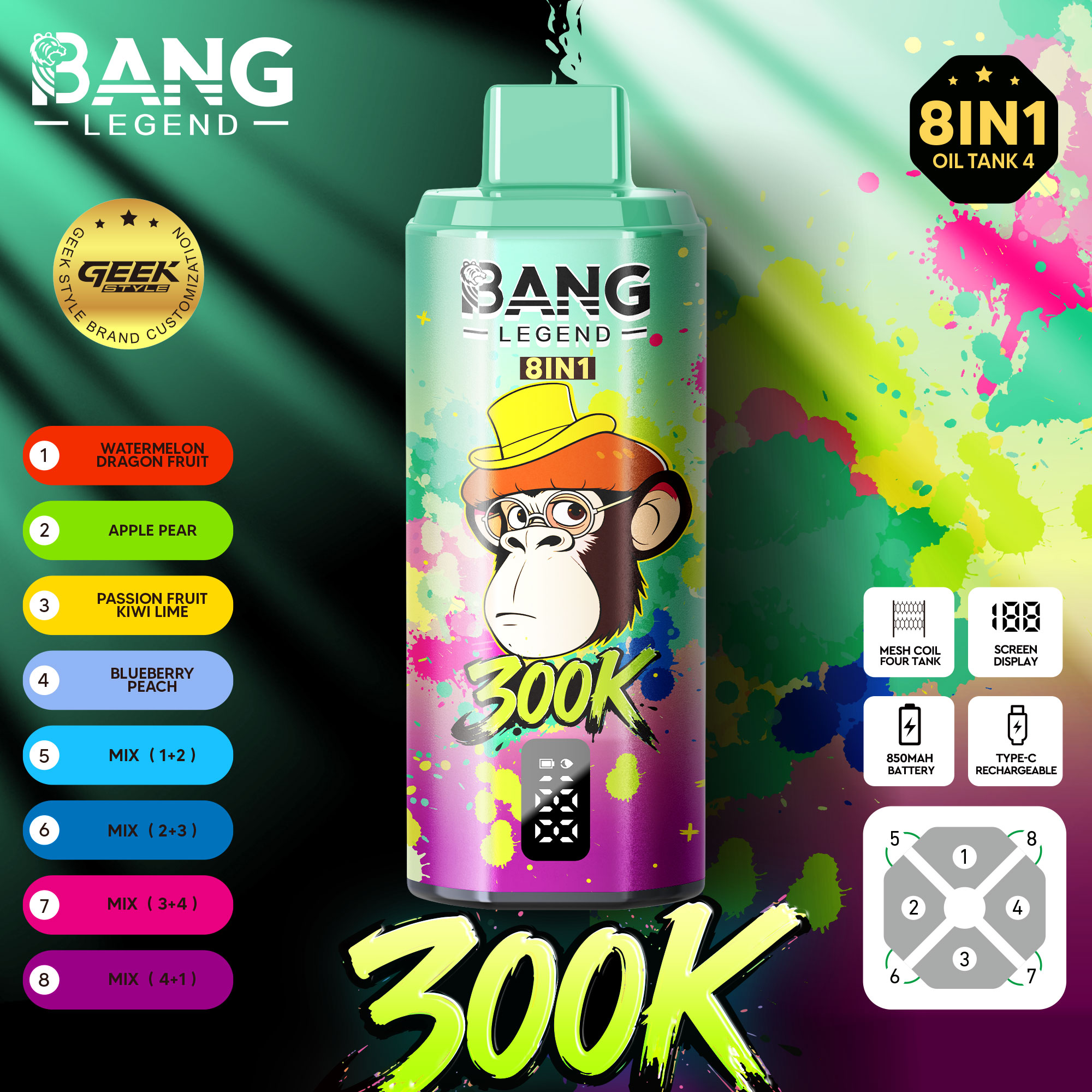 BANG LEGEND GEEK 300K 8in1