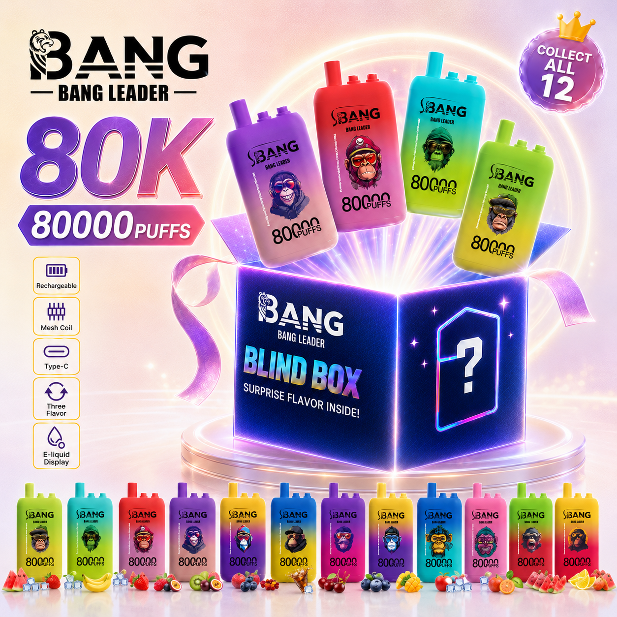 Bang Leader 80K Puffs 3 in 1 Flavors