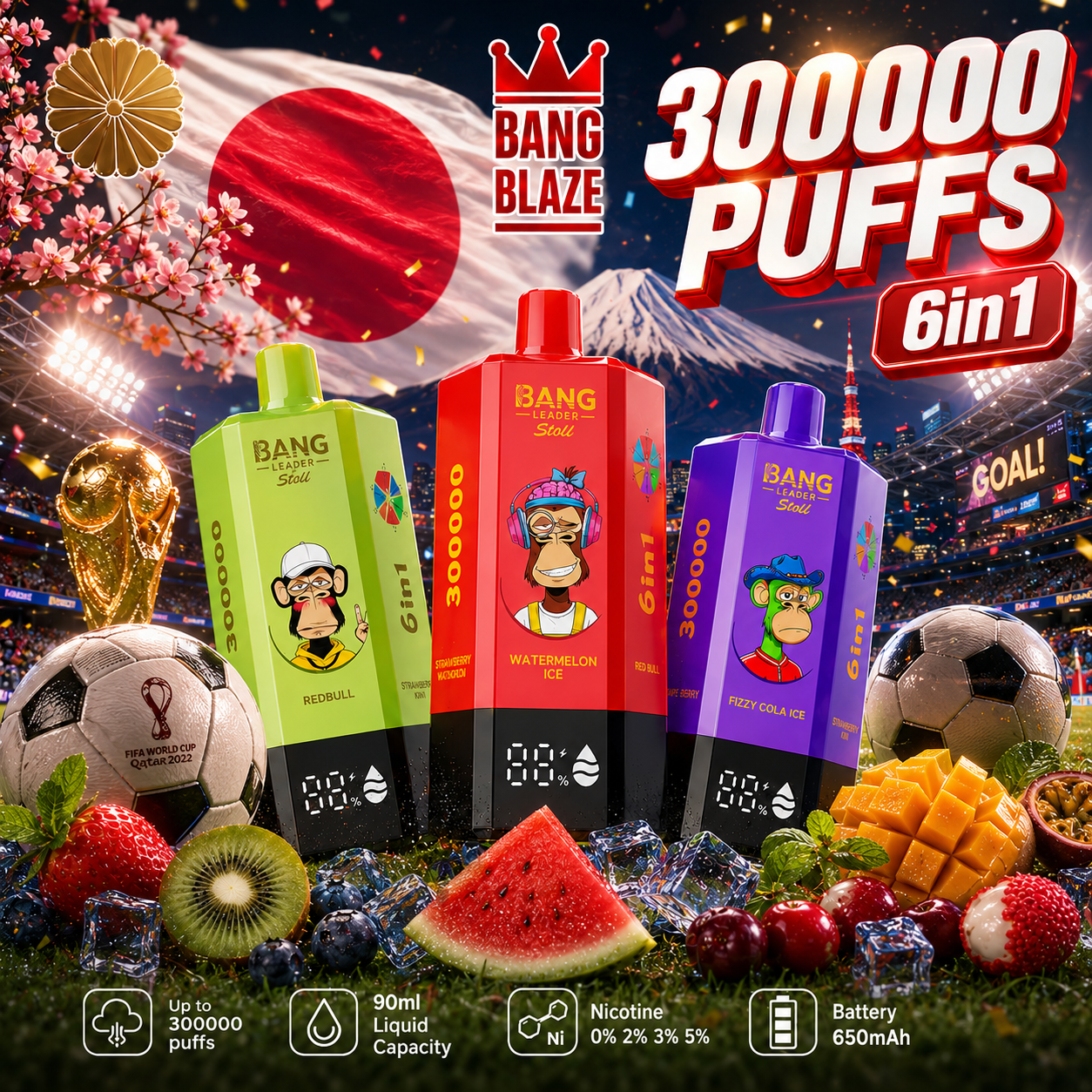 BANG LEADER STOLL 300K Puffs｜6in1 フレーバー切替