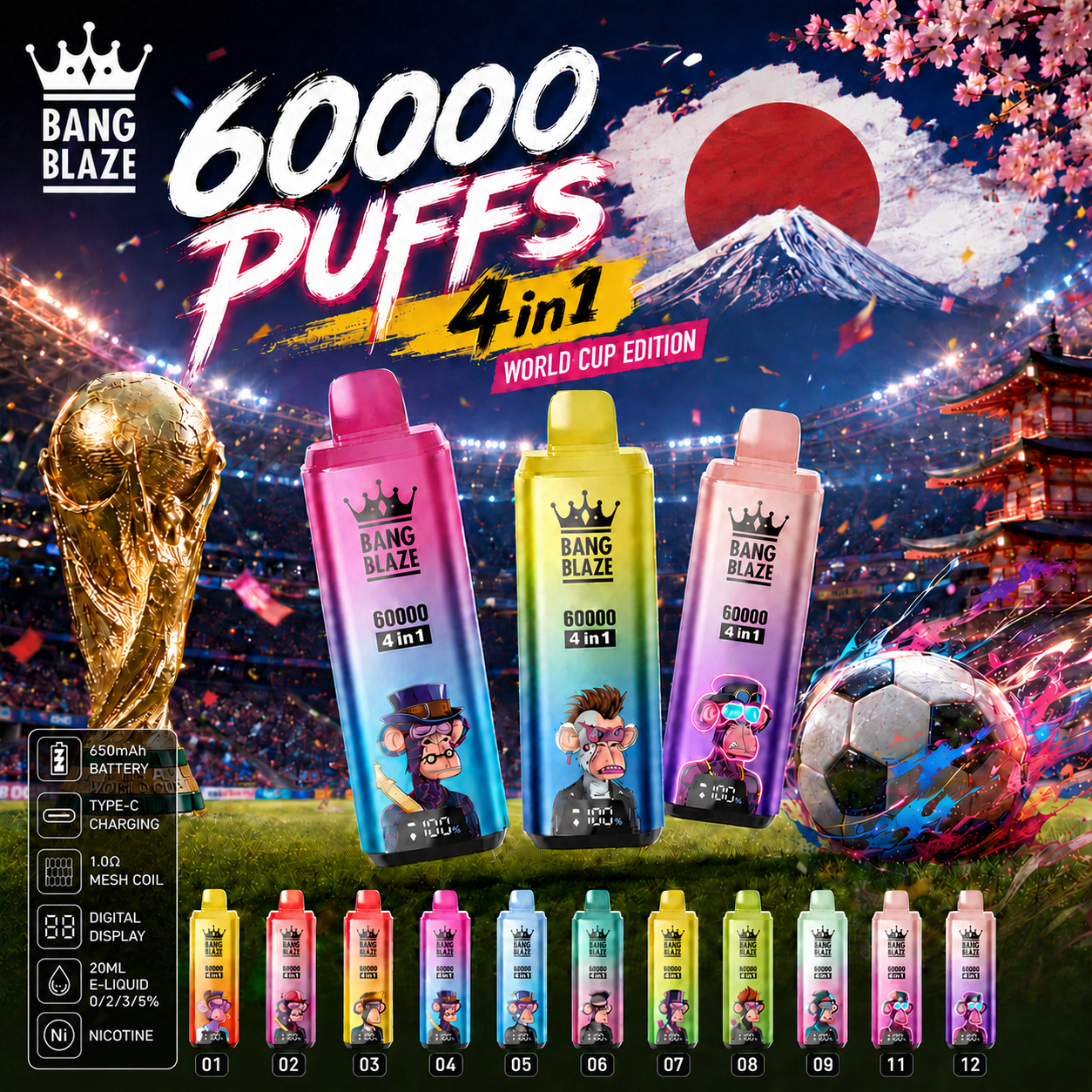 Bang Blaze 60000 Puffs 4in1｜60Kパフ・メッシュコイル搭載