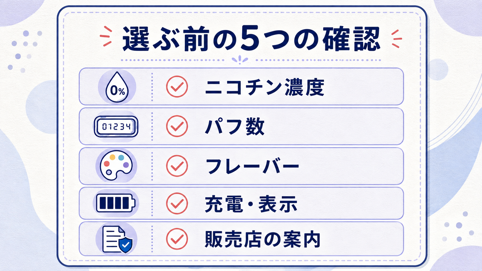 ニコチン0％の使い捨て電子タバコを選ぶ5つの確認ポイント