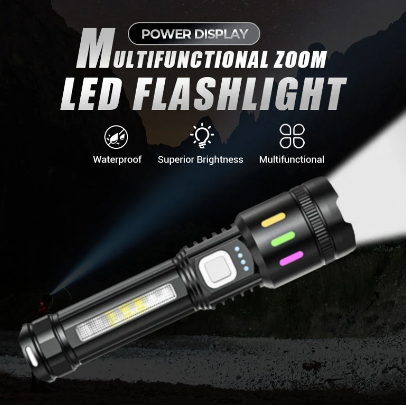 💎 50% OFF! 💎 Multifunctional Zoom LED Flashlight with Power Display – 500m Range, USB-C & 4 Lighting Modes