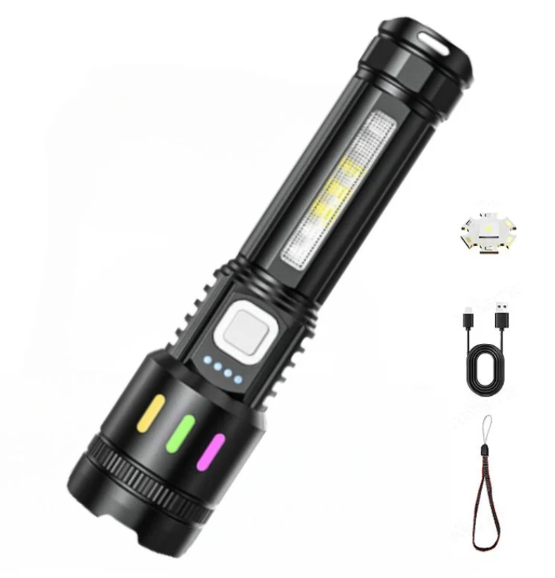💎 50% OFF! 💎 Multifunctional Zoom LED Flashlight with Power Display – 500m Range, USB-C & 4 Lighting Modes