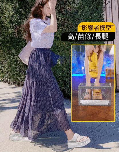 厚底水鑽沙灘坡跟涼鞋