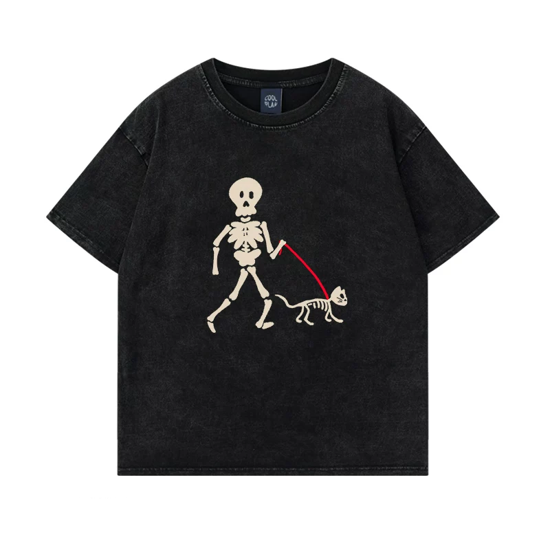 「骸骨飼い主」プリント半袖Ｔシャツ