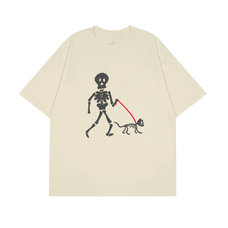 「骸骨飼い主」プリント半袖Ｔシャツ