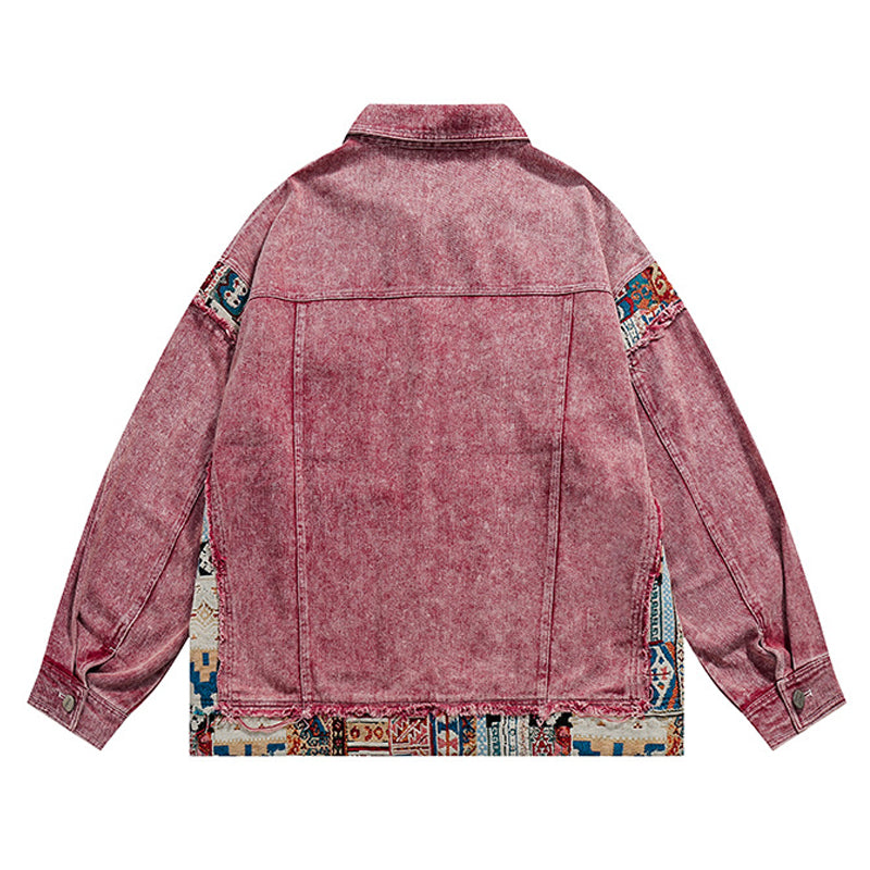民族調ジャガードパッチワーク デニムジャケット – Streofit shop