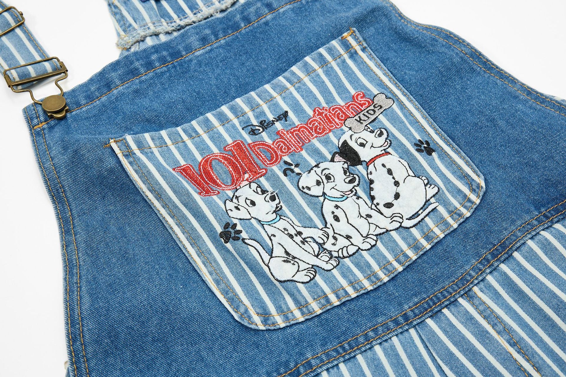 キャラクター刺繍 ツートンストライプ柄オーバーオール – Streofit shop