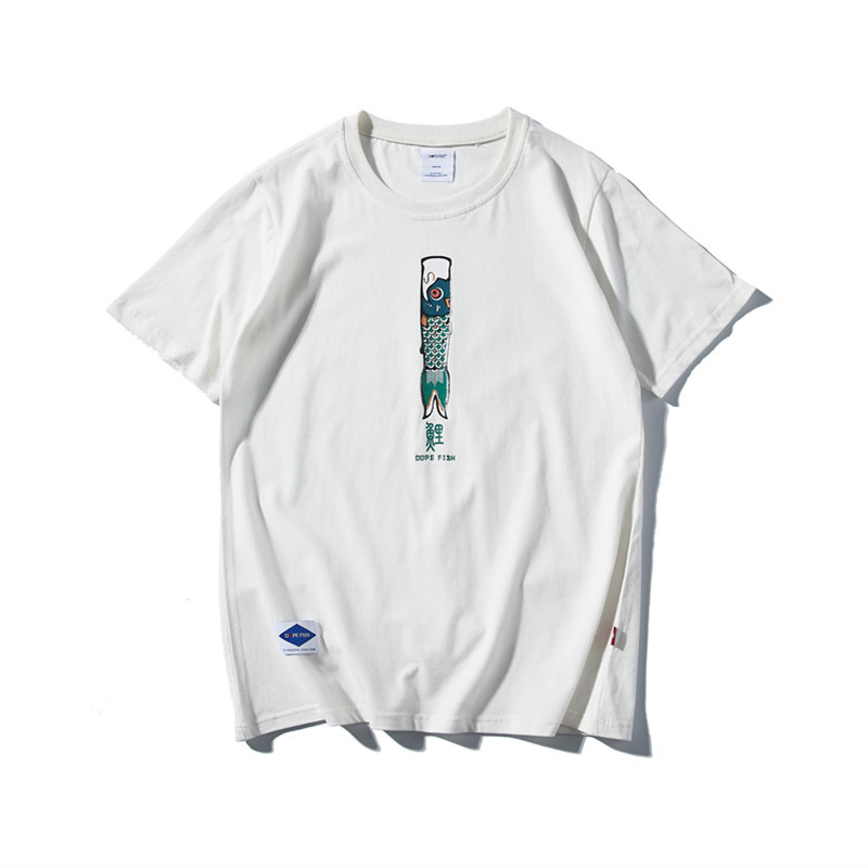 鯉プリントクルーネック半袖Ｔシャツ2色