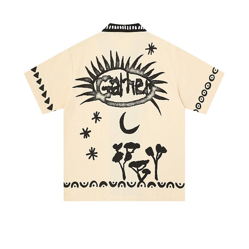 イラストプリント半袖アロハシャツ