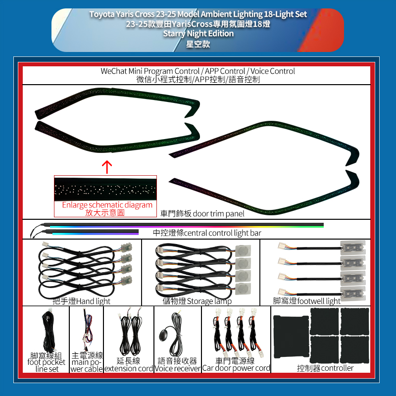 RNGCAR is suitable for 23-25 Yaris Cross laser engraved phantom color ambient light