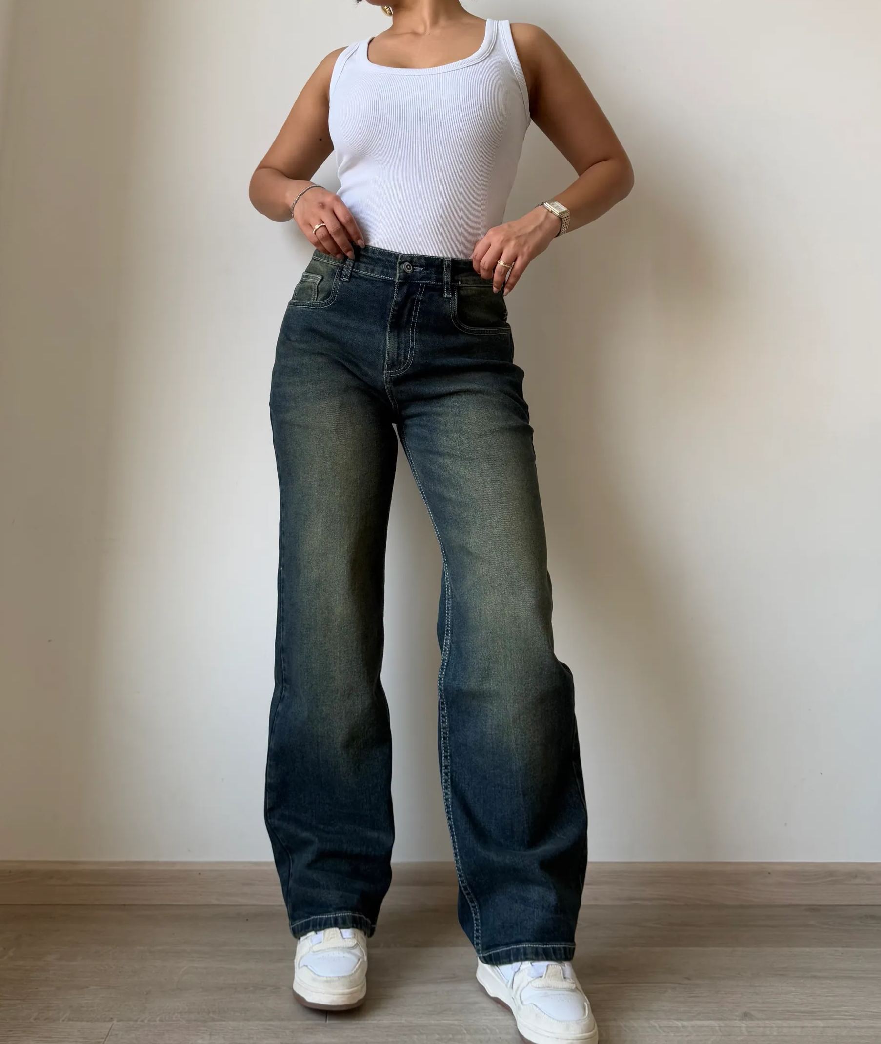 Baddie Vintage Dirty Wash Dad Fit Jeans