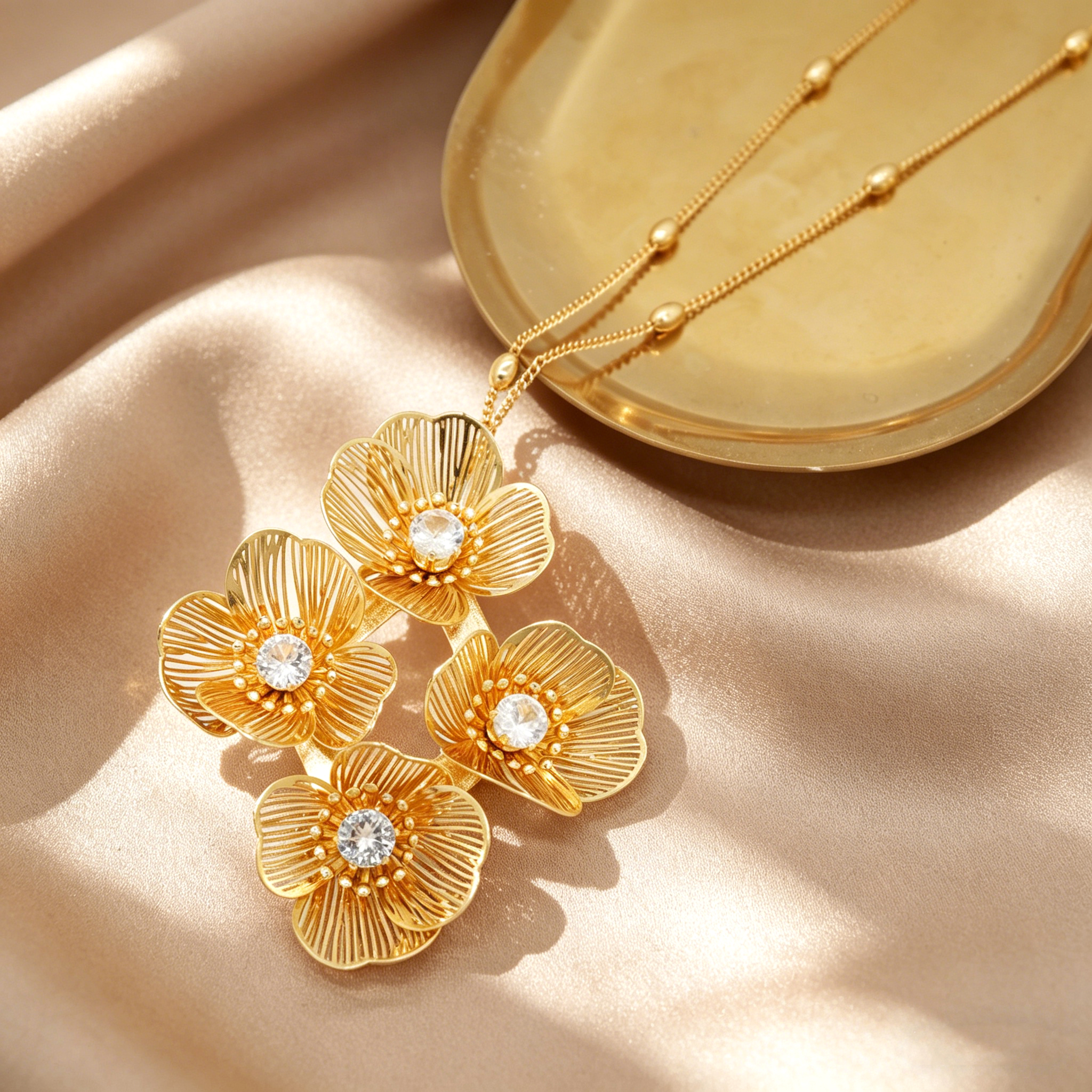 2-Piece Set: Earring  & Necklace, Iron with 24K Gold Plating for Women