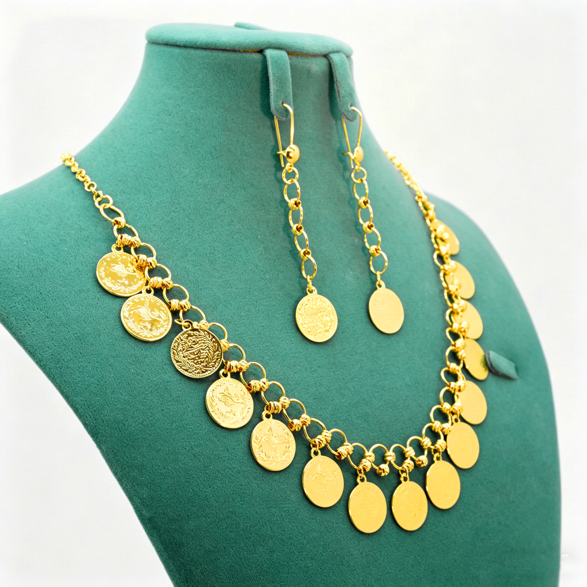 2-piece Set: 24k Color Copper Gold-plated Necklace & Earrings -02
