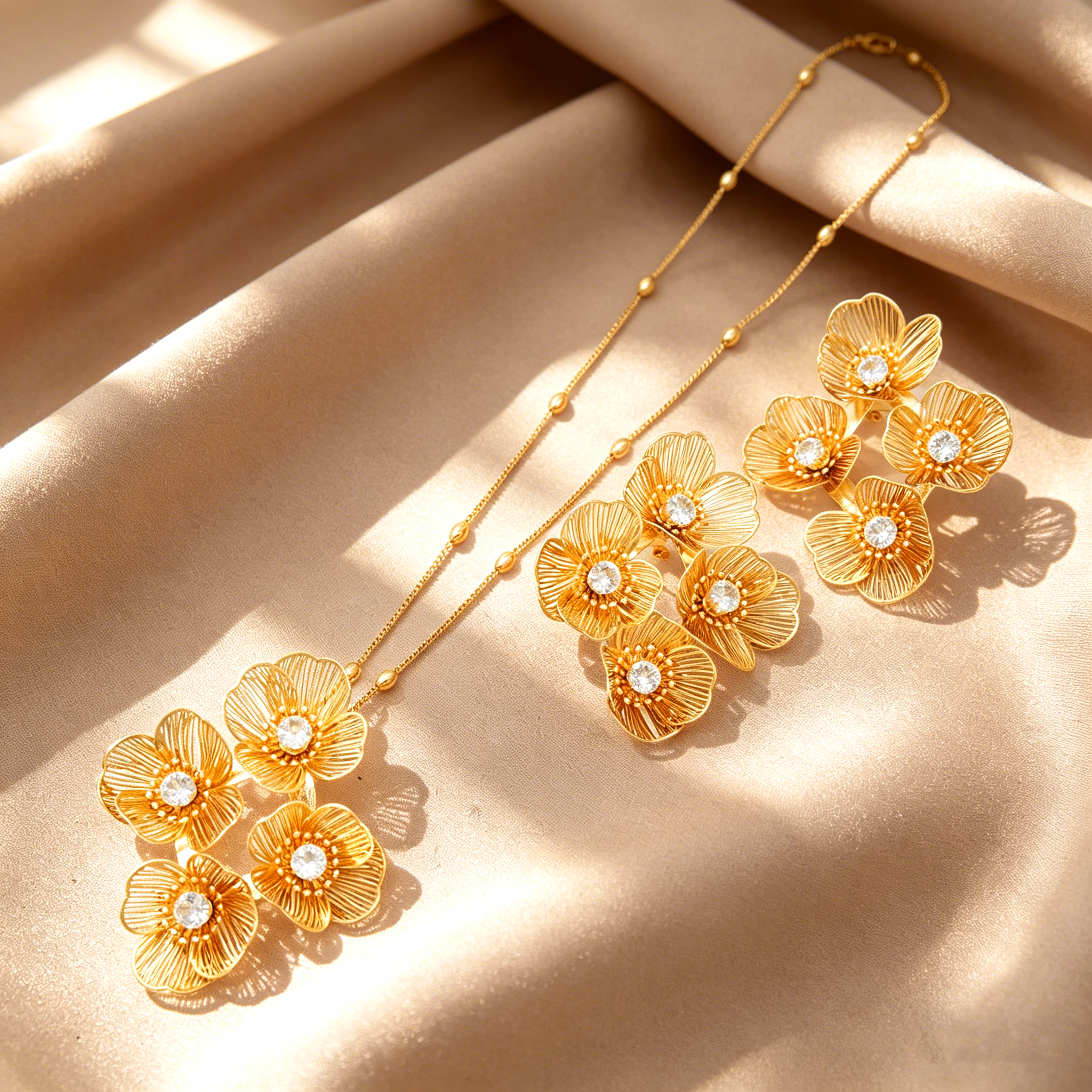 2-Piece Set: Earring  & Necklace, Iron with 24K Gold Plating for Women