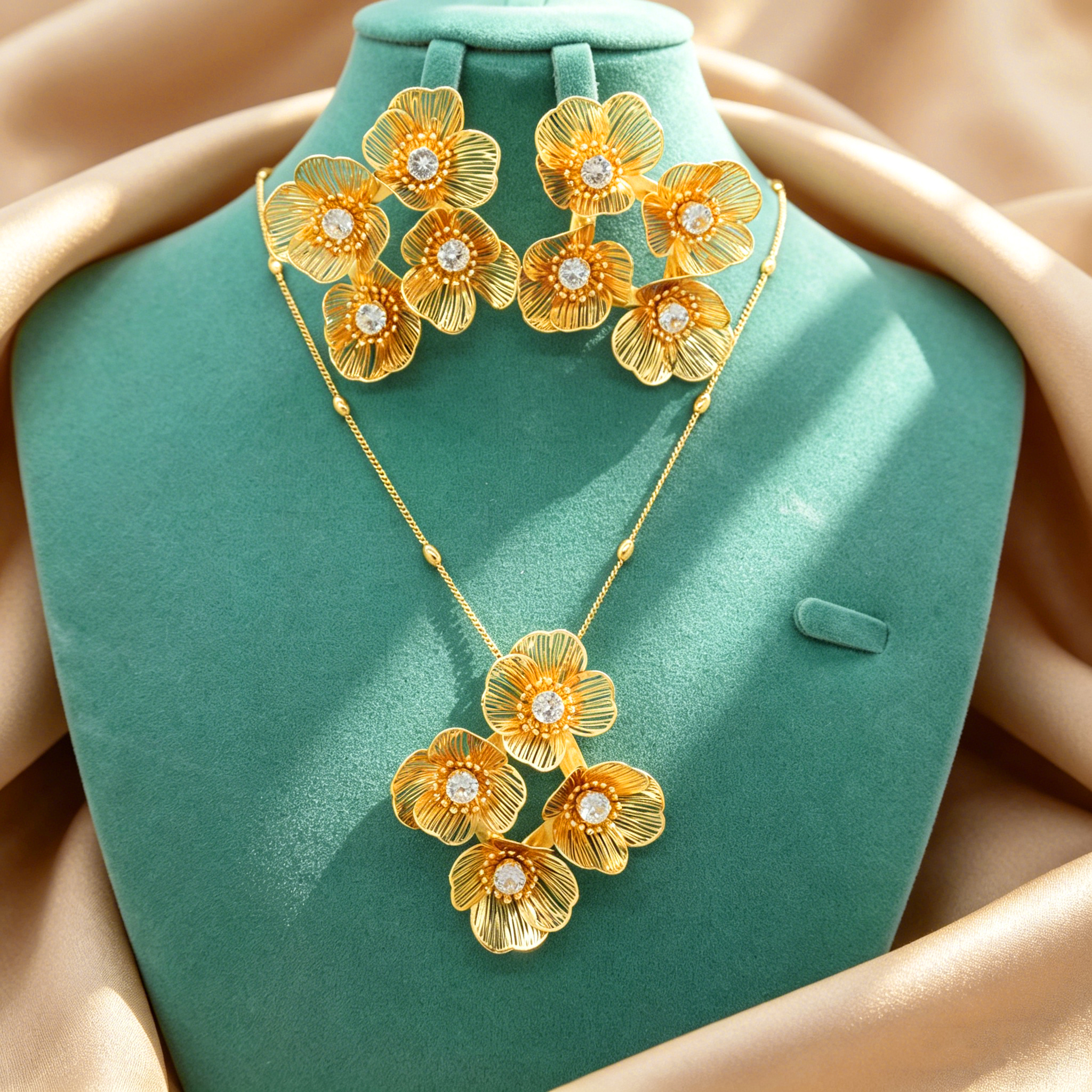 2-Piece Set: Earring  & Necklace, Iron with 24K Gold Plating for Women