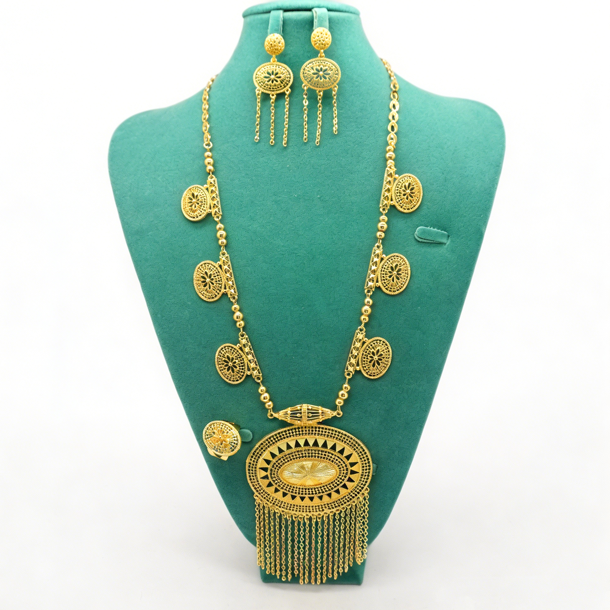3-Piece Set: Earring  & Necklace & Ring, Alloy with 24K Gold Plating for Women