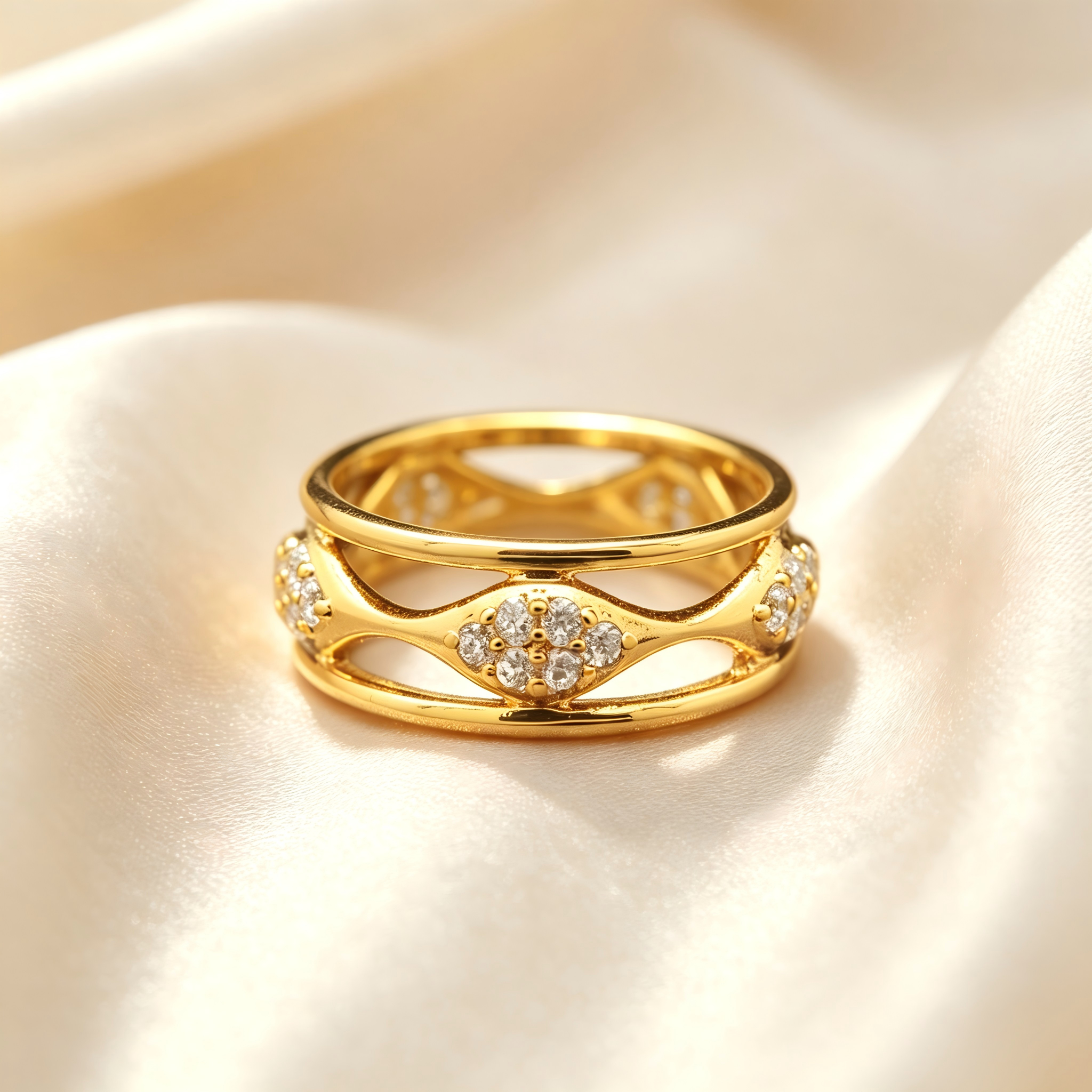 Gold-Plated Copper Zircon Ring-030010120000