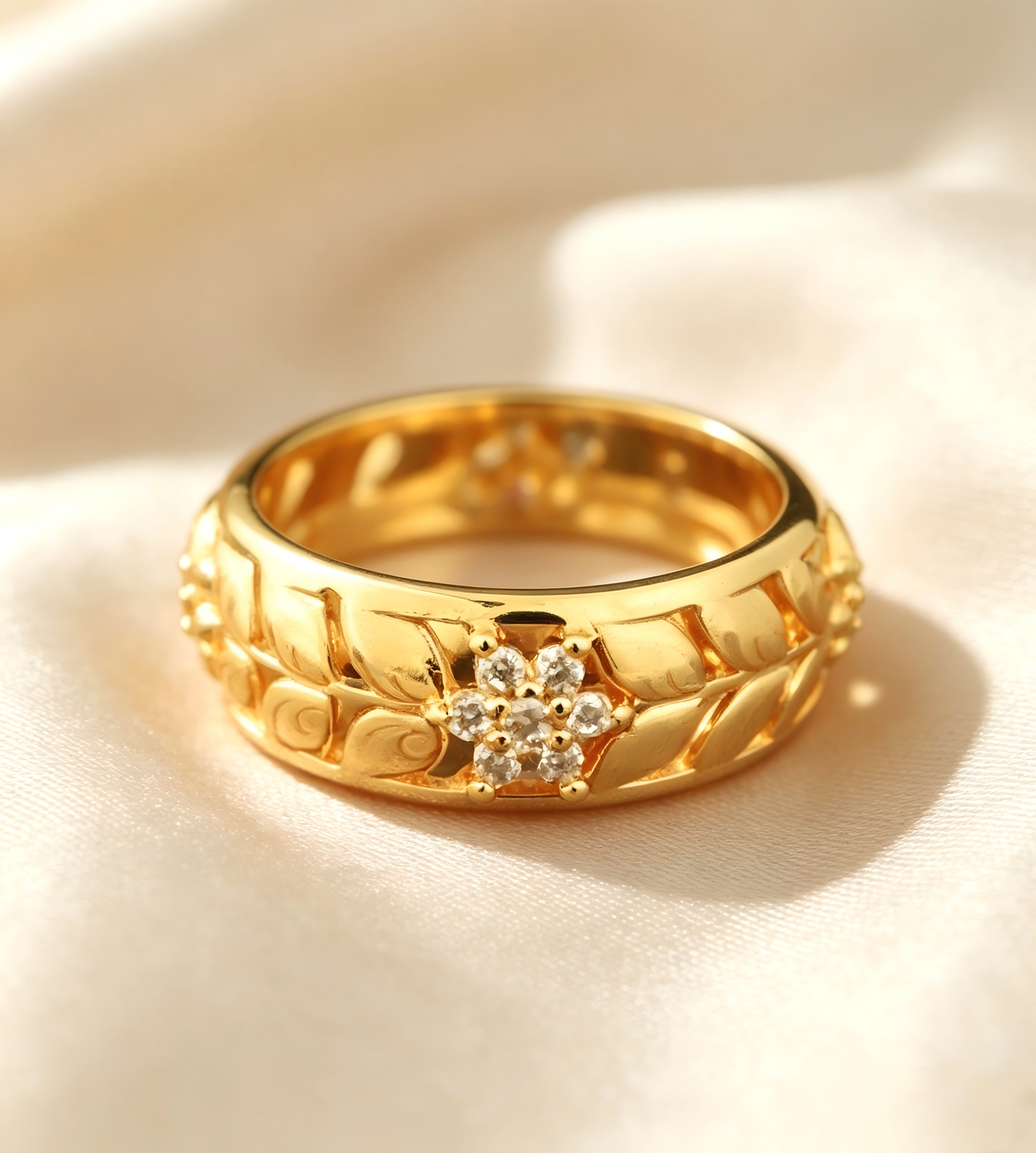 Gold-Plated Copper Zircon Ring-0301467C-XB