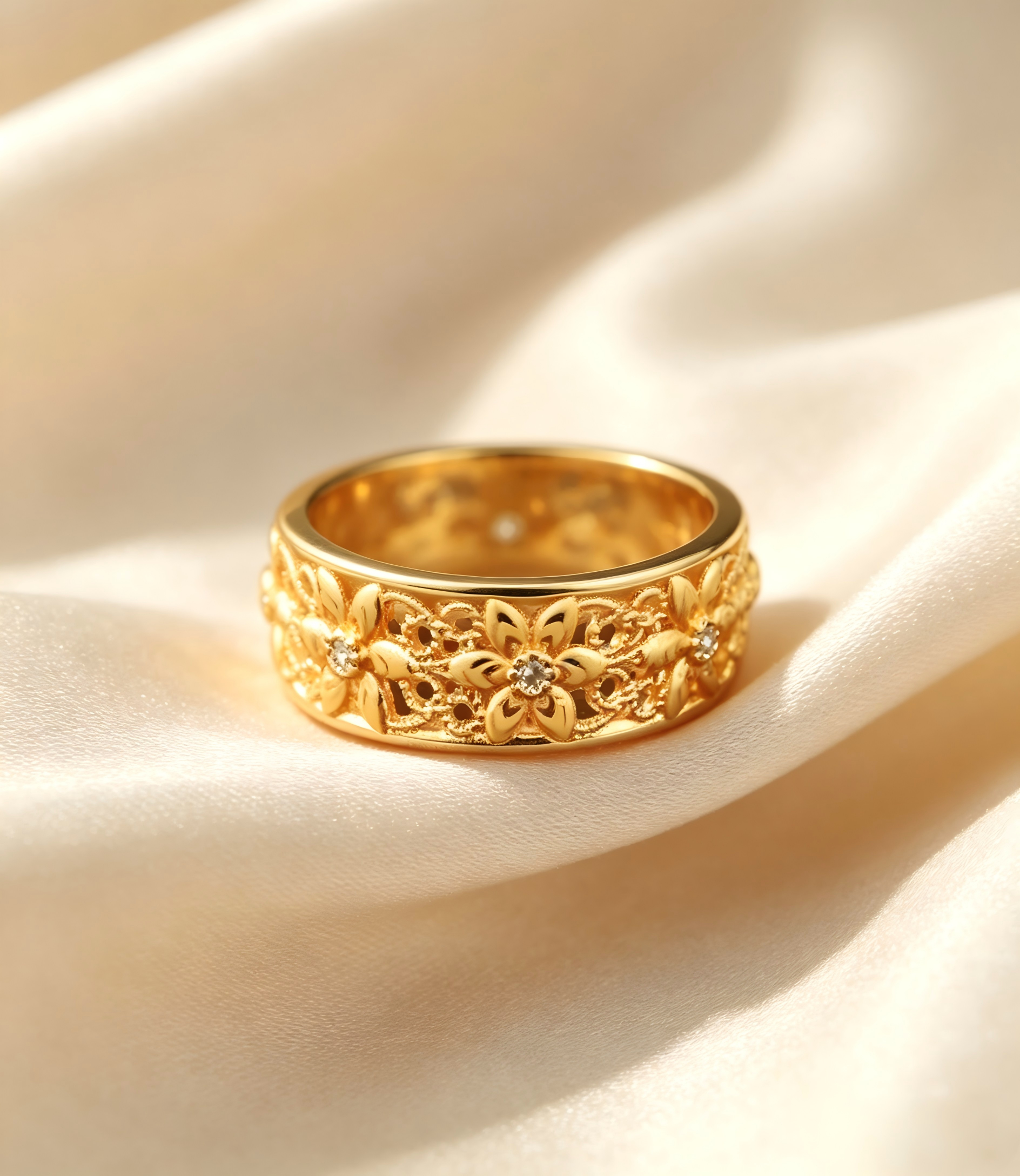 Gold-Plated Copper Zircon Ring-0301468C-XB