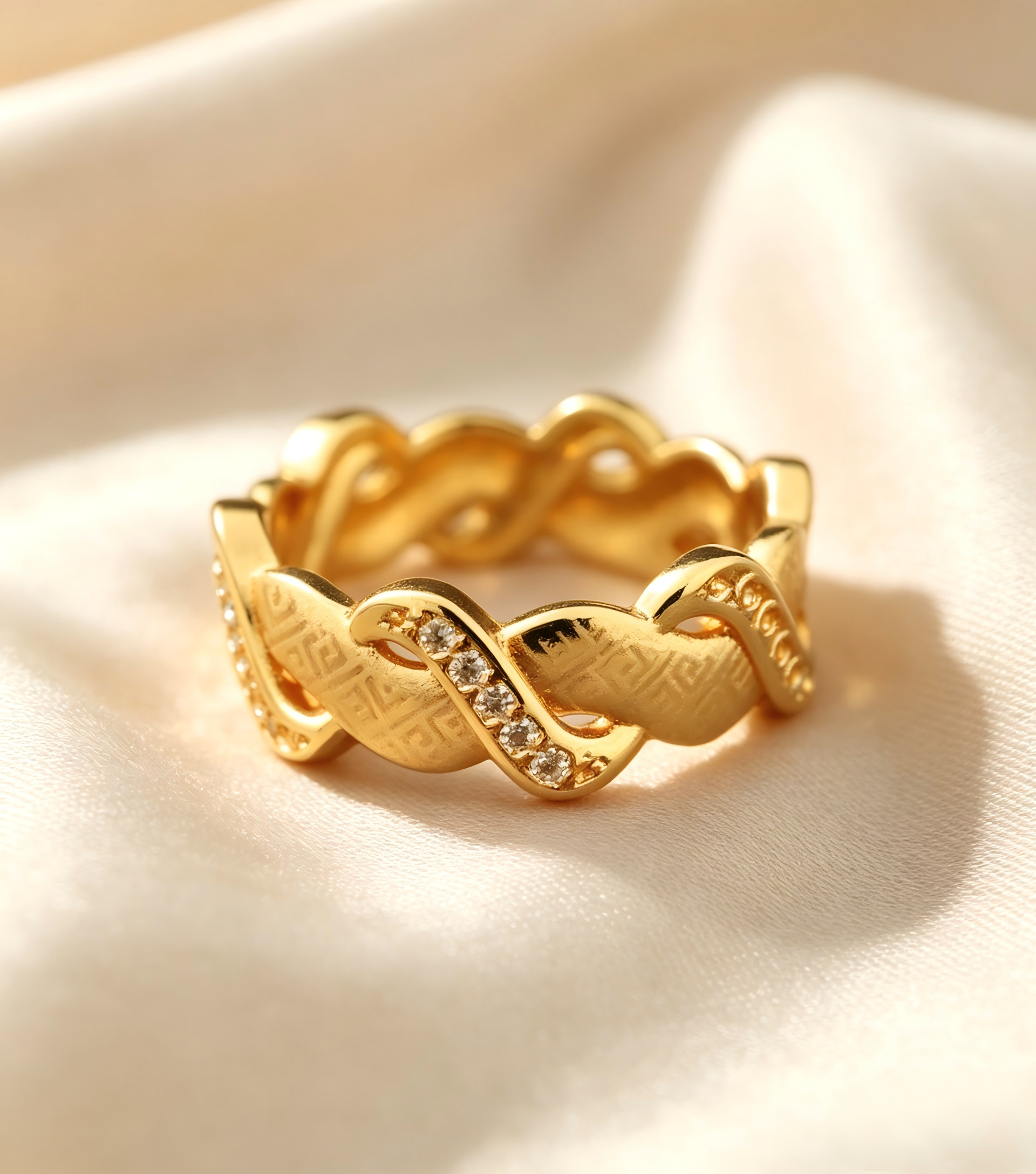Gold-Plated Copper Zircon Ring-0301469C-XB
