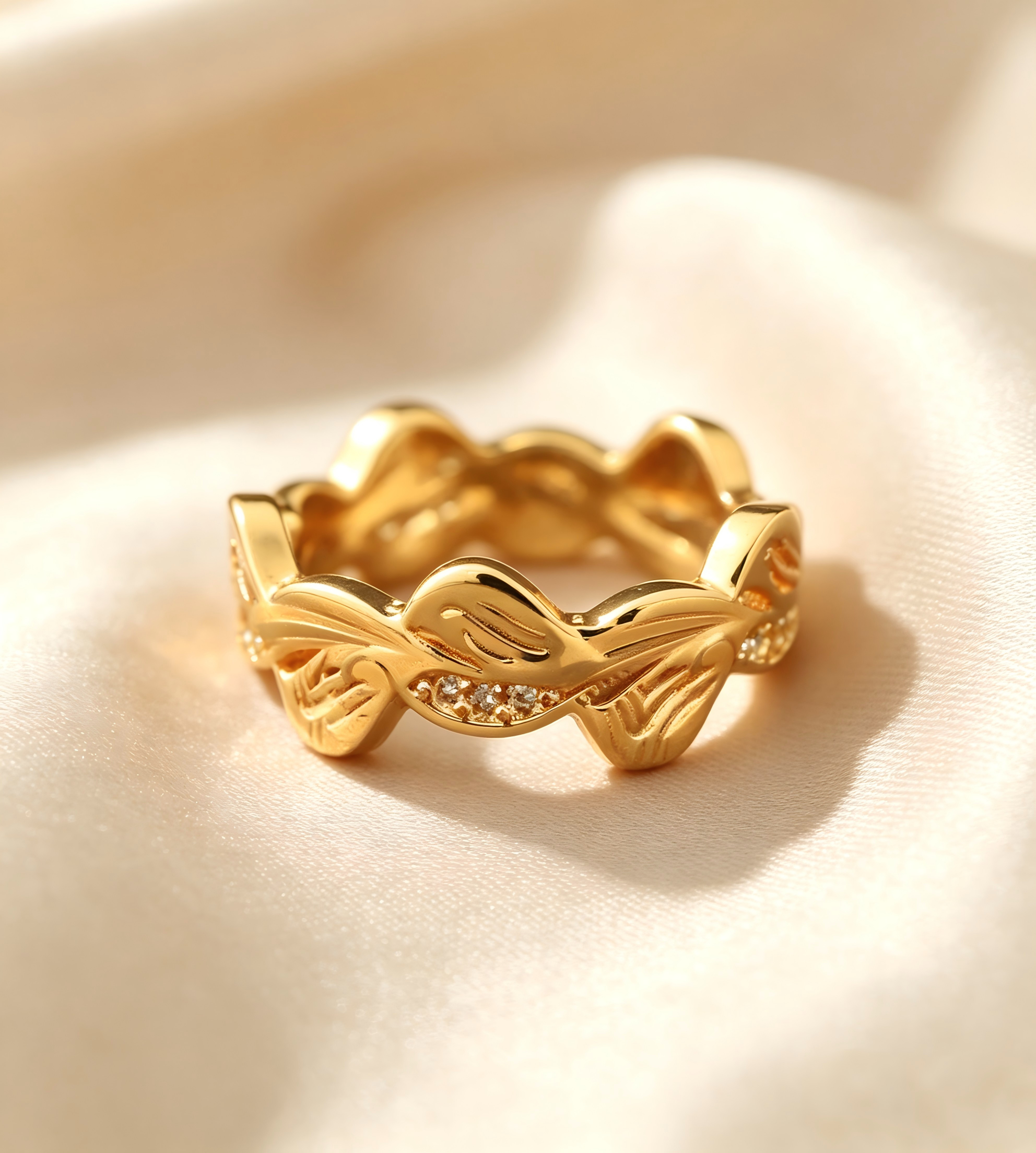 Gold-Plated Copper Zircon Ring-0301472C-XB
