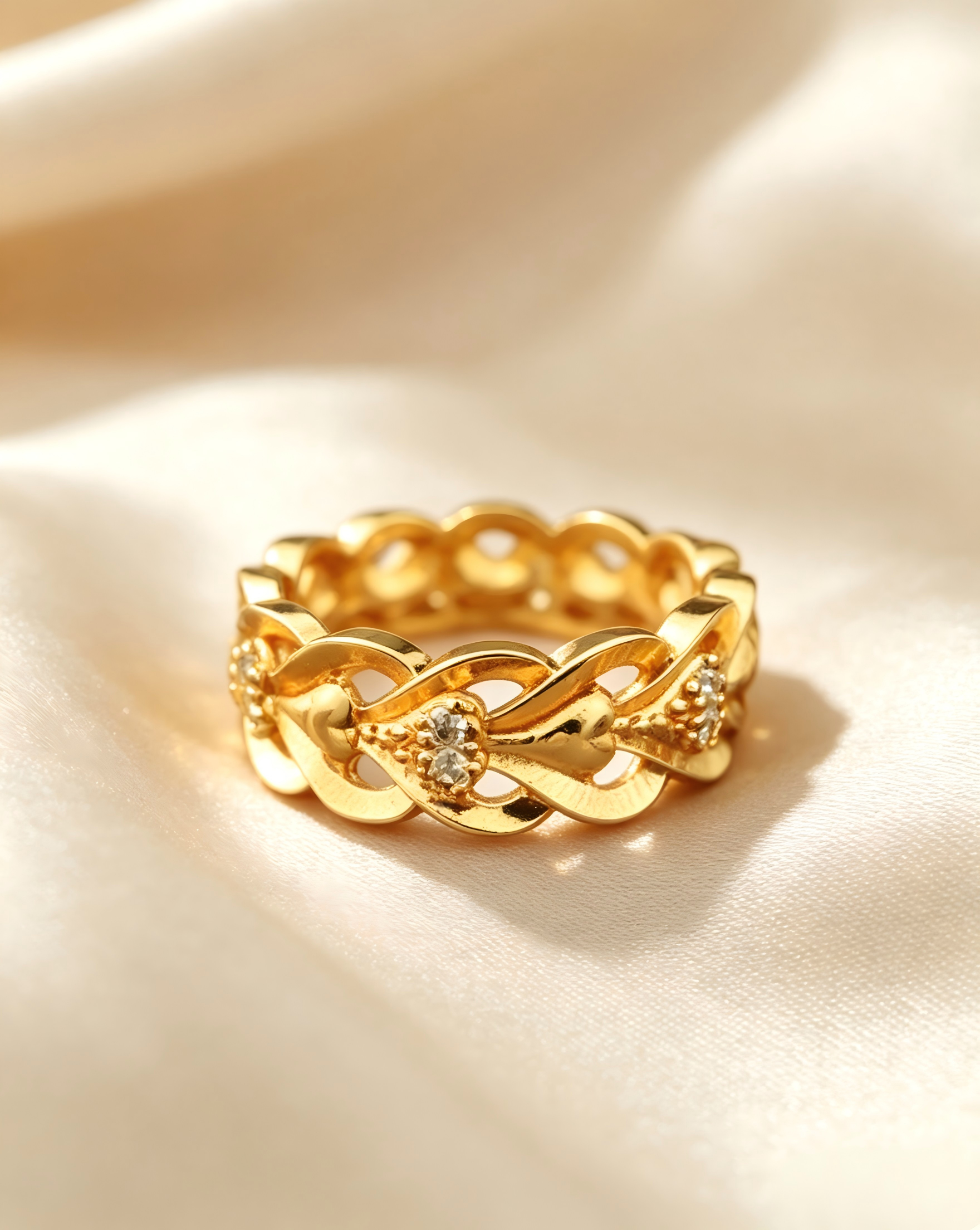 Gold-Plated Copper Zircon Ring-0301473C-XB
