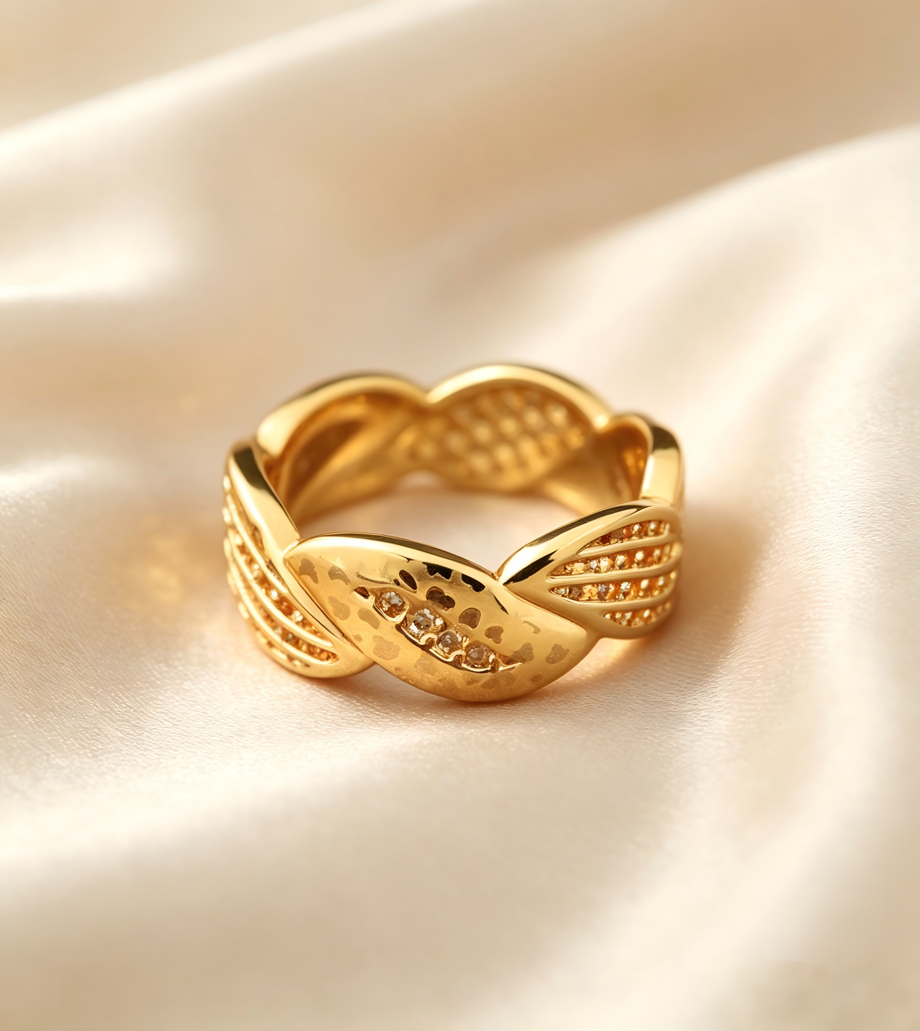 Gold-Plated Copper Zircon Ring-0301475C-XB