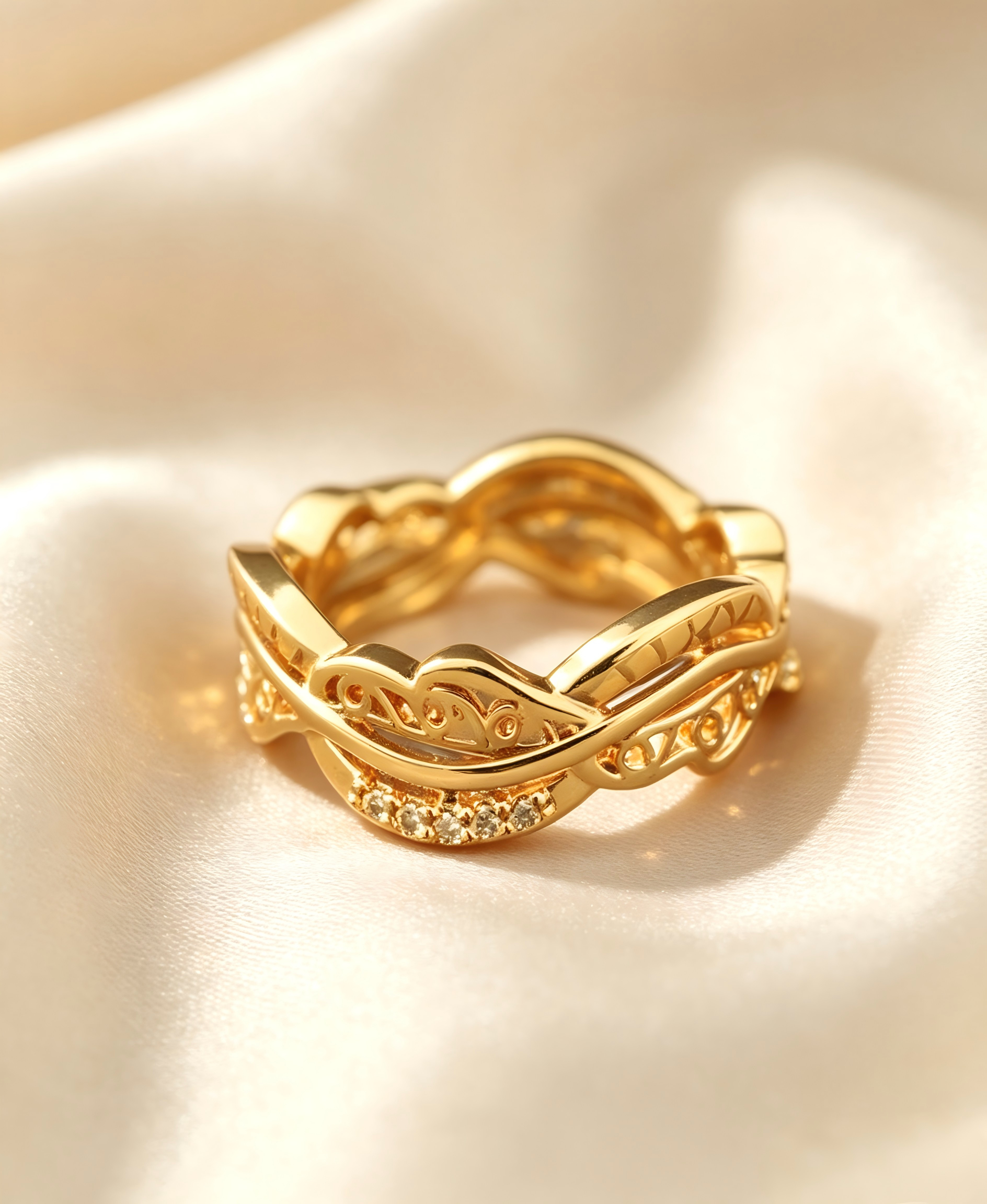 Gold-Plated Copper Zircon Ring-0301477C-XB