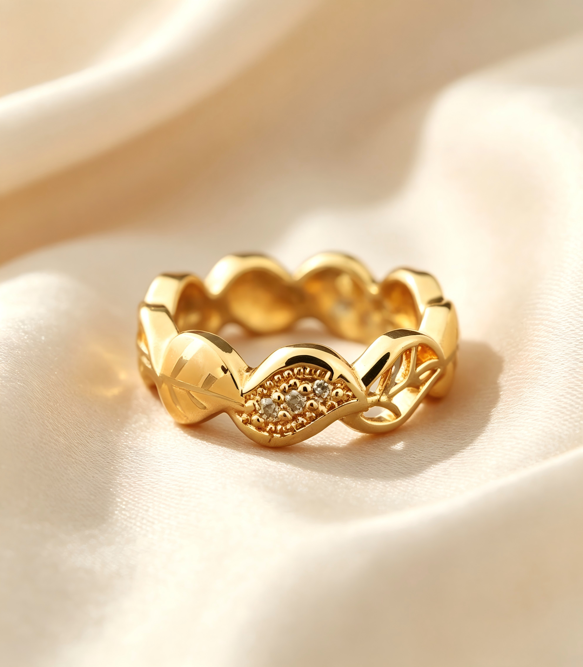 Gold-Plated Copper Zircon Ring-0301478C-XB