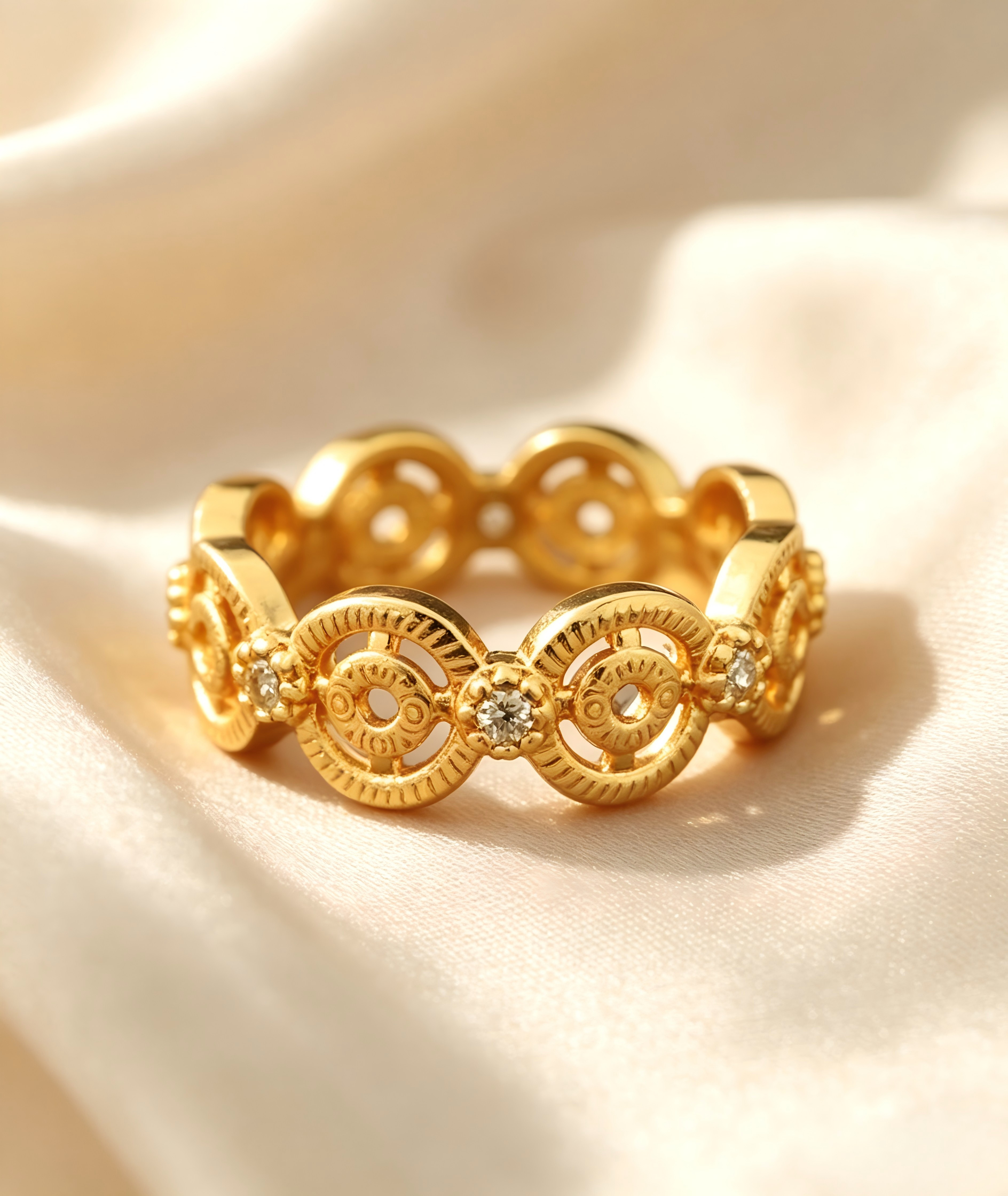 Gold-Plated Copper Zircon Ring-0301479C-XB
