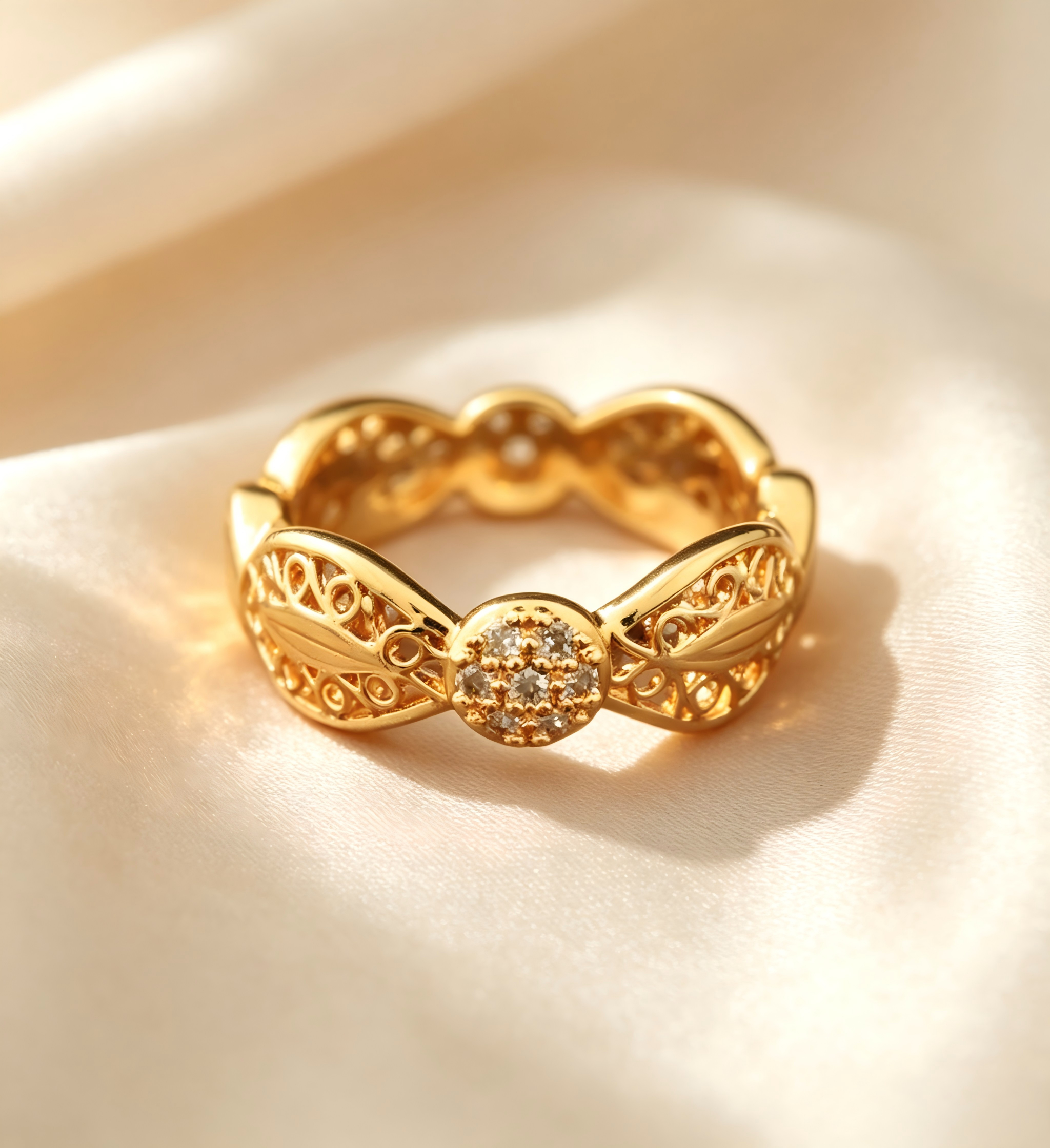 Gold-Plated Copper Zircon Ring-0301480C-XB