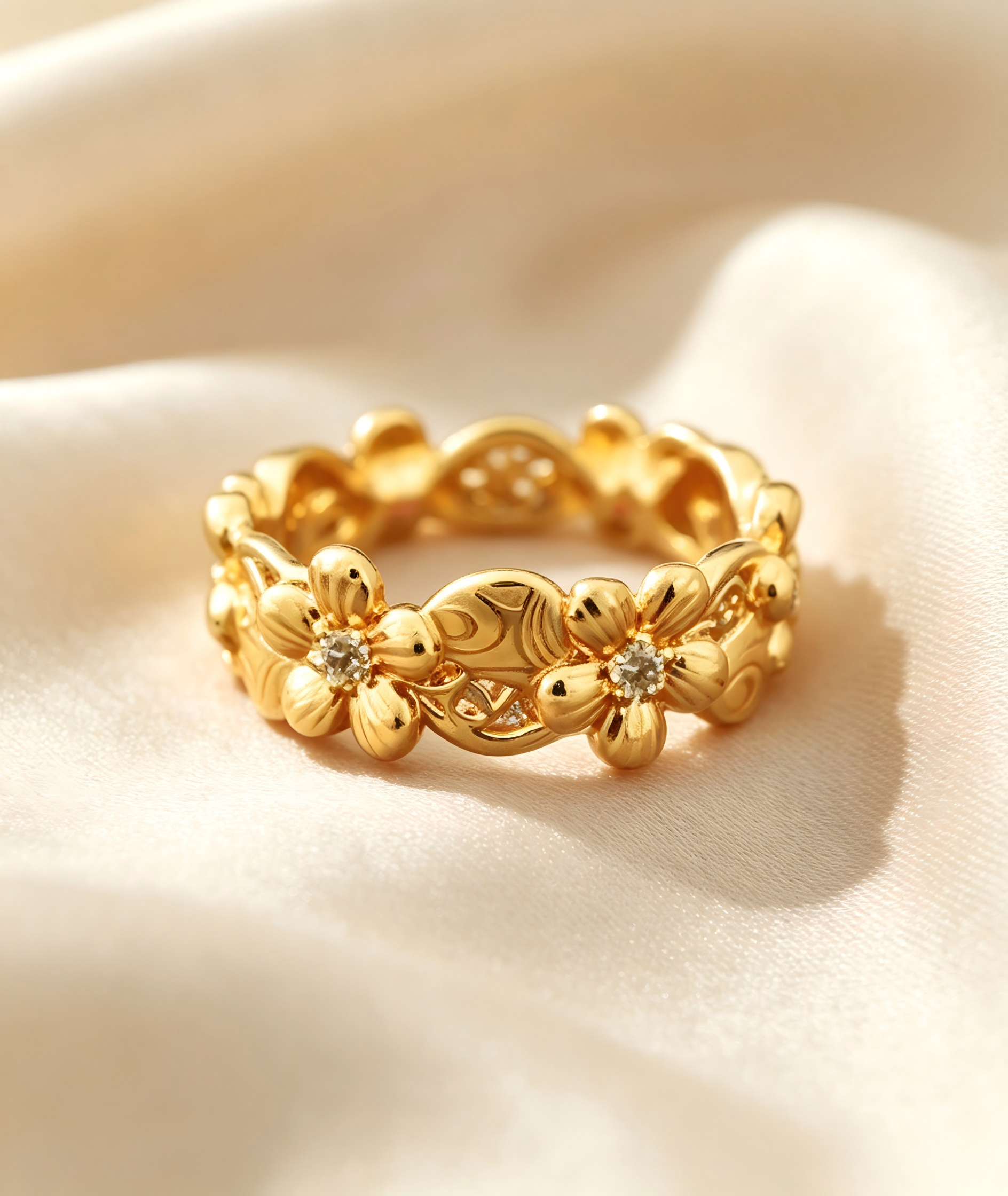 Gold-Plated Copper Zircon Ring-0301481C-XB