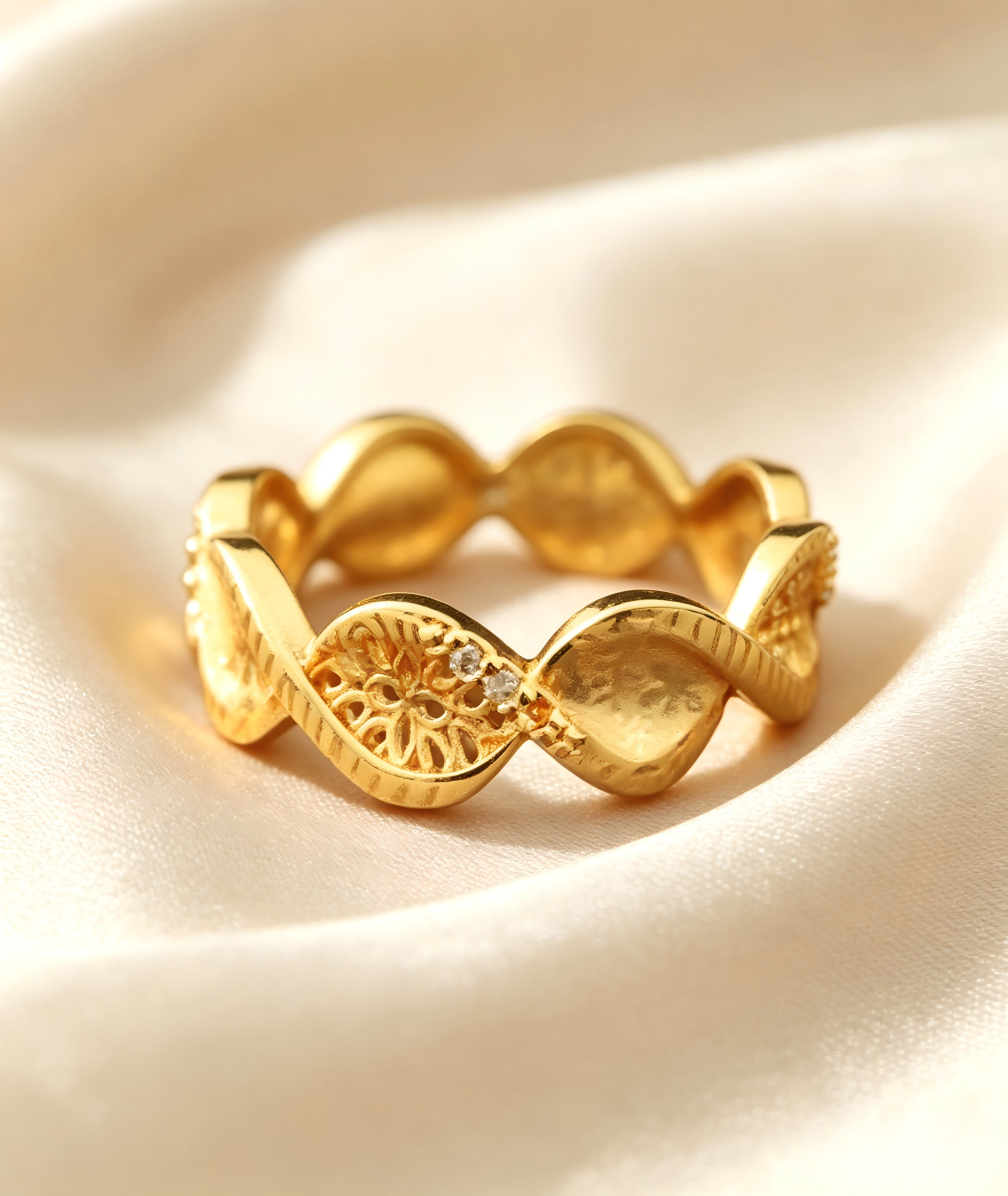 Gold-Plated Copper Zircon Ring-0301482C-XB
