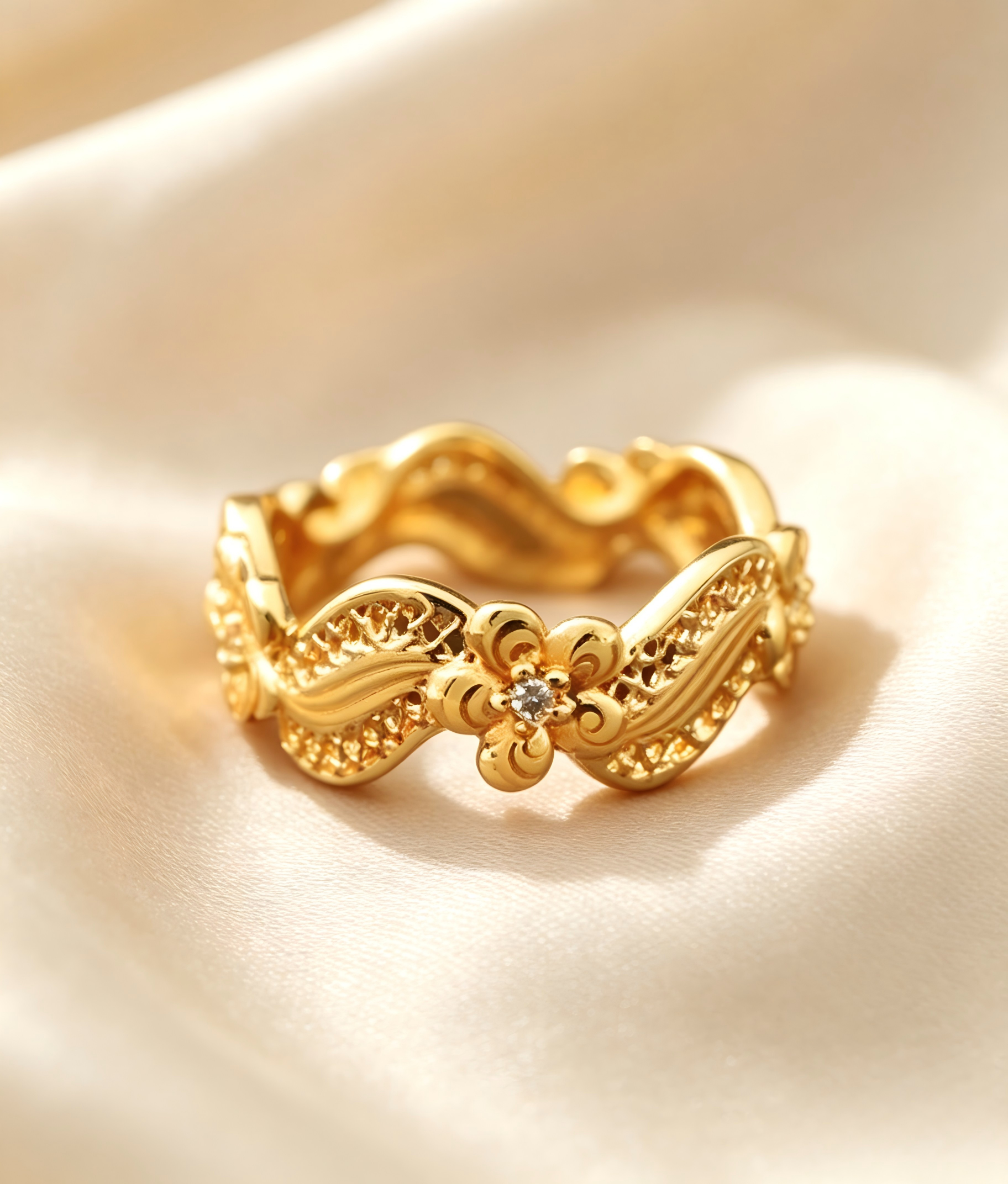 Gold-Plated Copper Zircon Ring-0301483C-XB