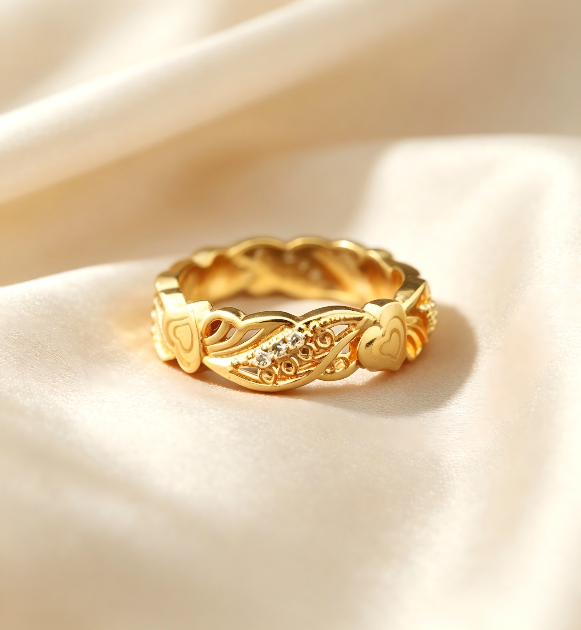 Gold-Plated Copper Zircon Ring-0301485C-XB