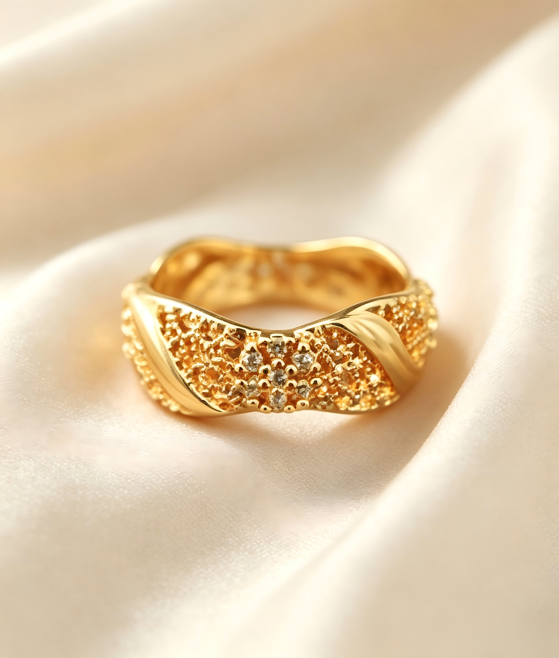 Gold-Plated Copper Zircon Ring-0301486C-XB