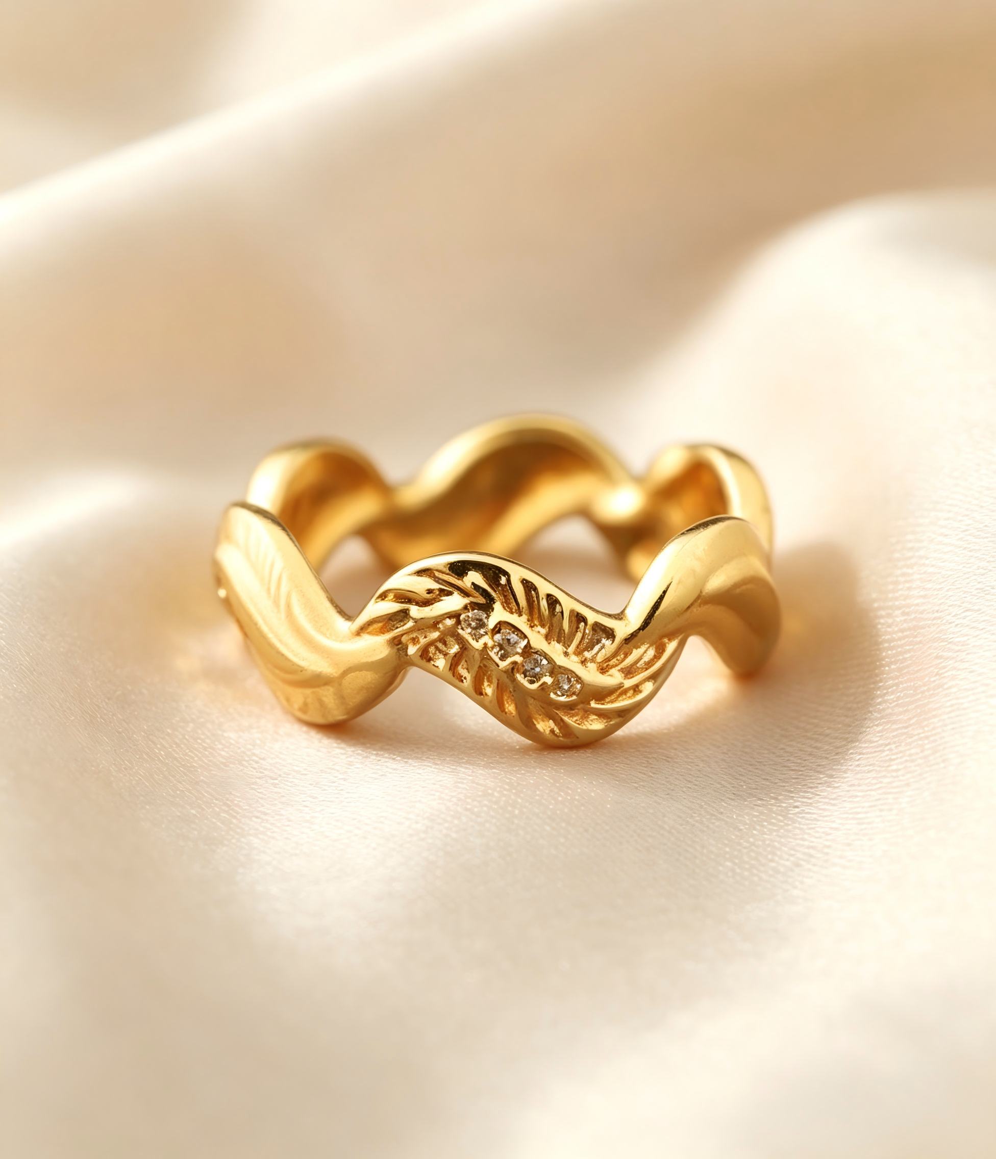 Gold-Plated Copper Zircon Ring-0301487C-XB